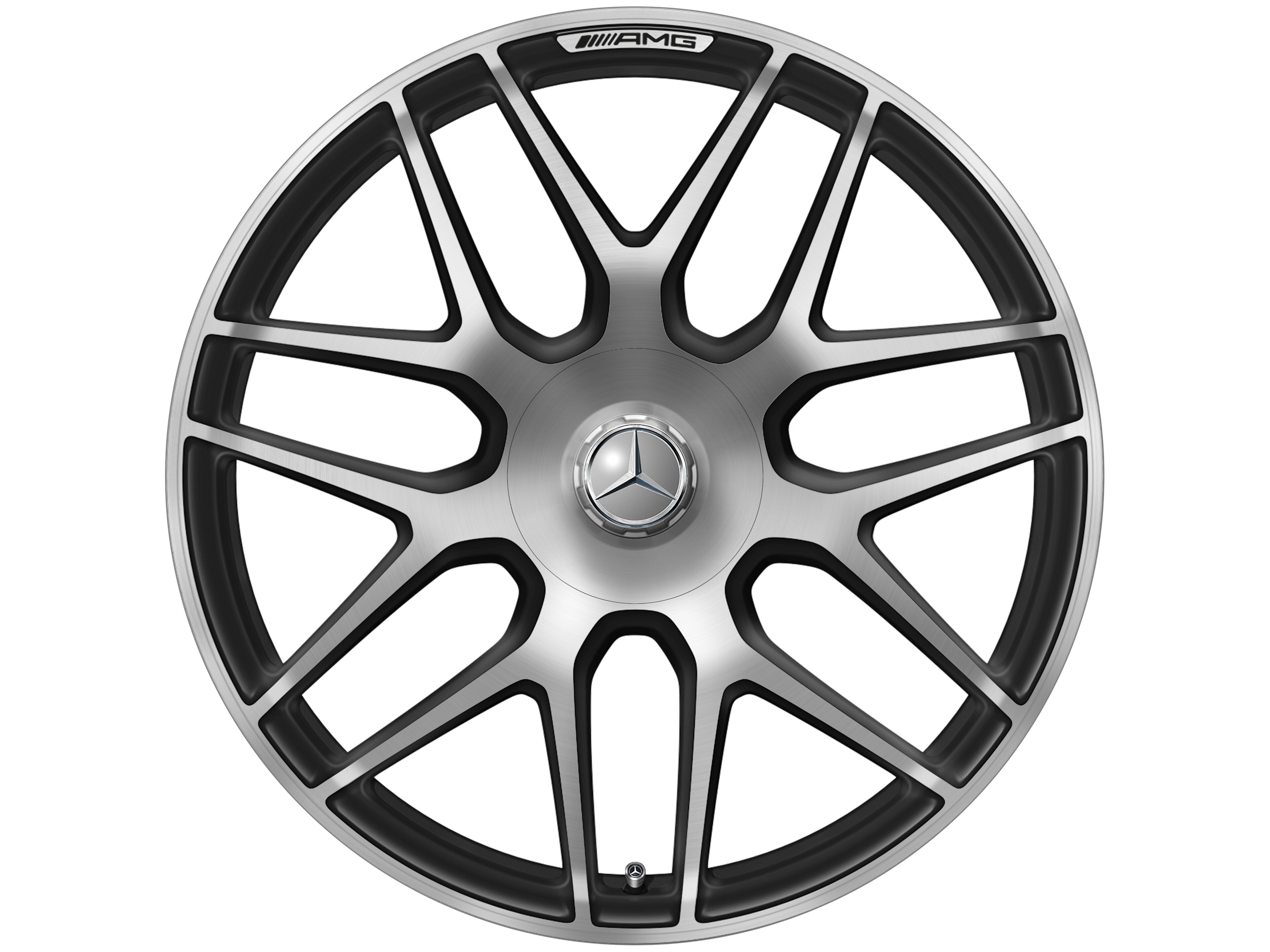 Kované kolo AMG v provedení se zkříženými paprsky, 55,9 cm (22 palců) - 10 J x 22 ET 36, černá matná, soustružené do lesku