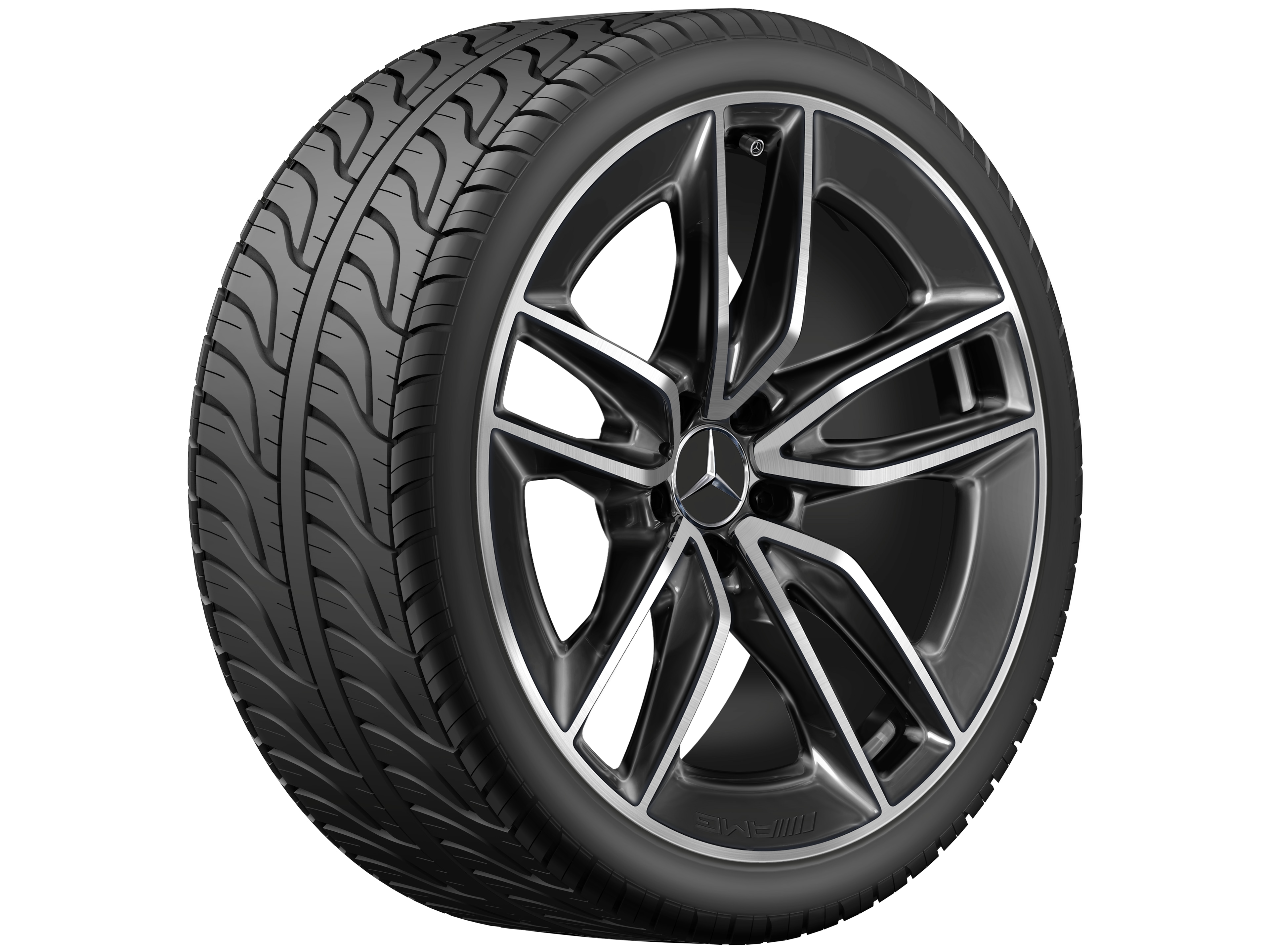 Kolo AMG s 5 dvojitými paprsky, 50,8 cm (20 palců) - 8 J x 20 ET 10, černá, soustružené do lesku