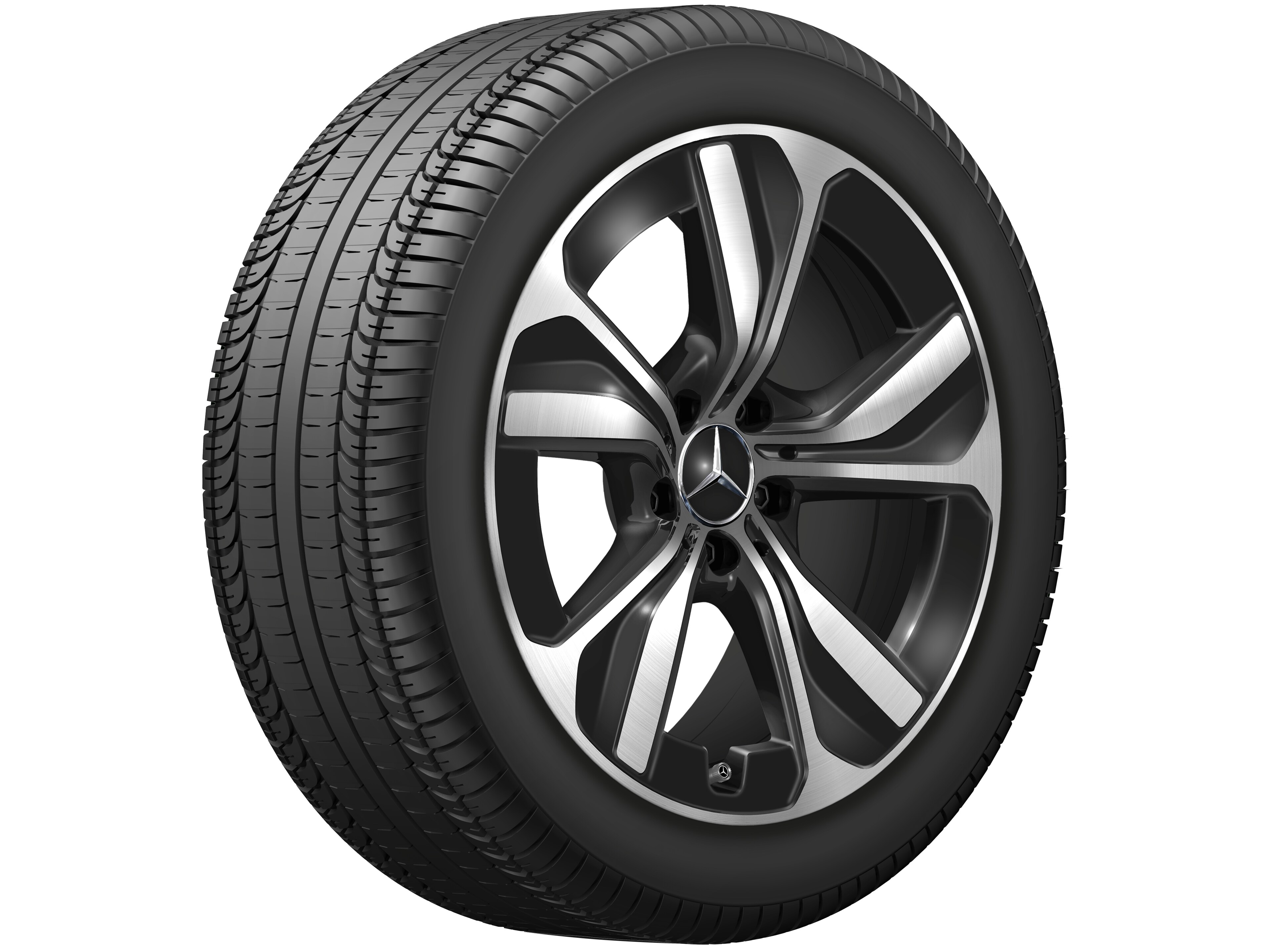 Kolo s 5 paprsky, Aero, 45,7 cm (18 palce) - 8 J x 18 ET 44,9, černá, soustružené do lesku