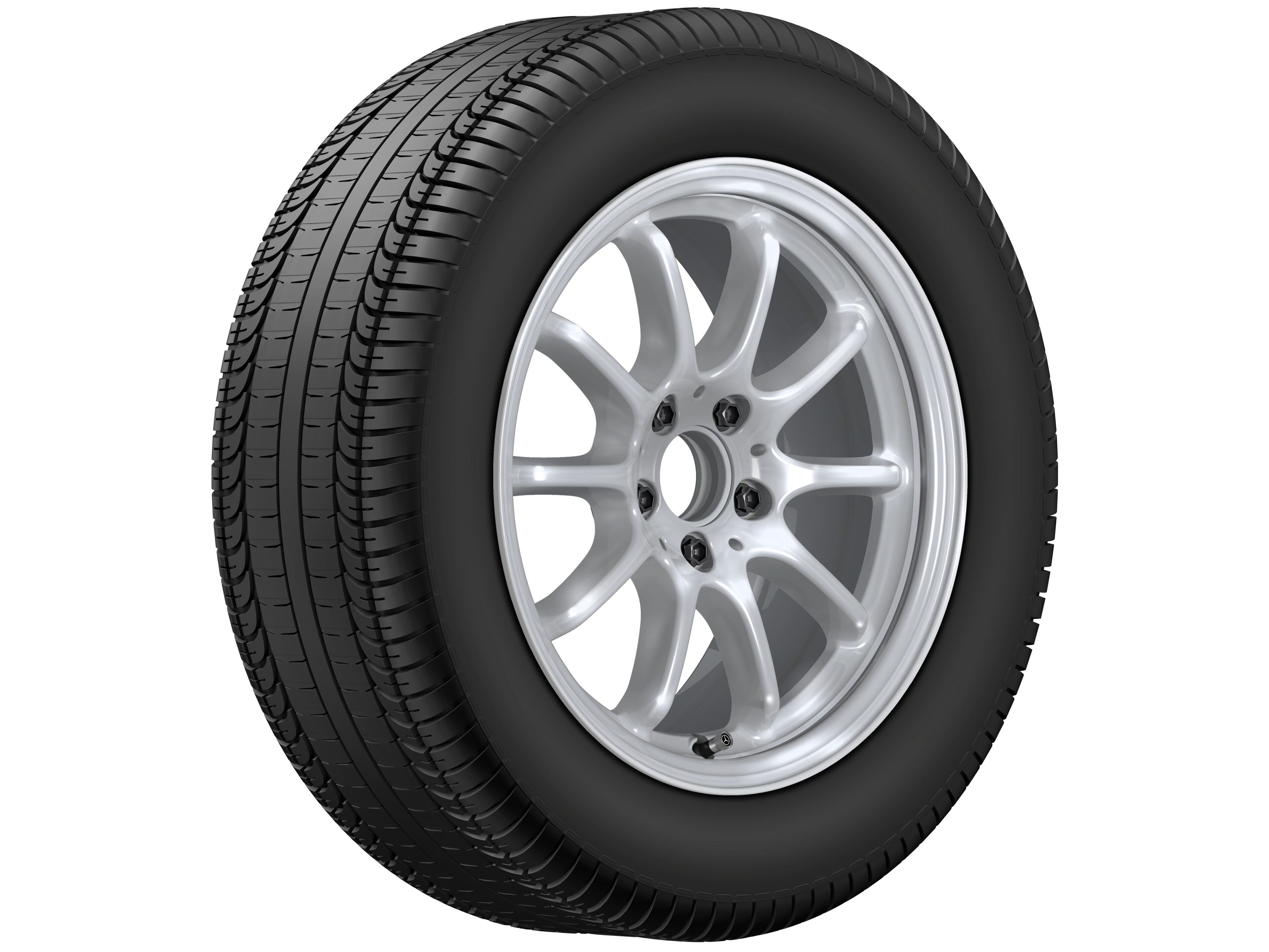 Kolo s 10 paprsky, 43,2 cm (17 palců) - 7,5 J x 17 ET 30, stříbrná vanadium, soustružené do lesku