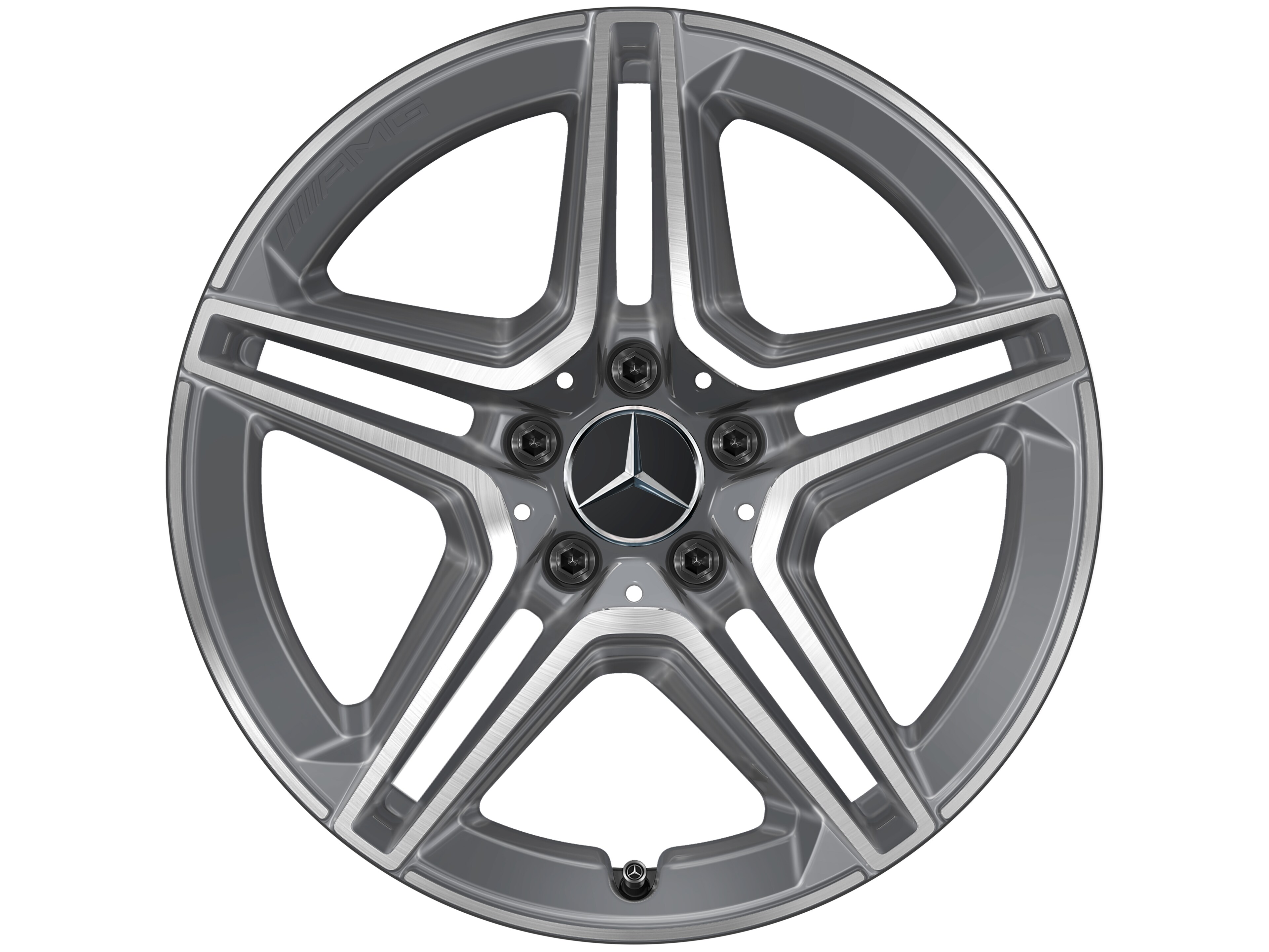 Kolo AMG s 5 dvojitými paprsky, 45,7 cm (18 palce) - 7,5 J x 18 ET 49, tremolit metalický, soustružené do lesku