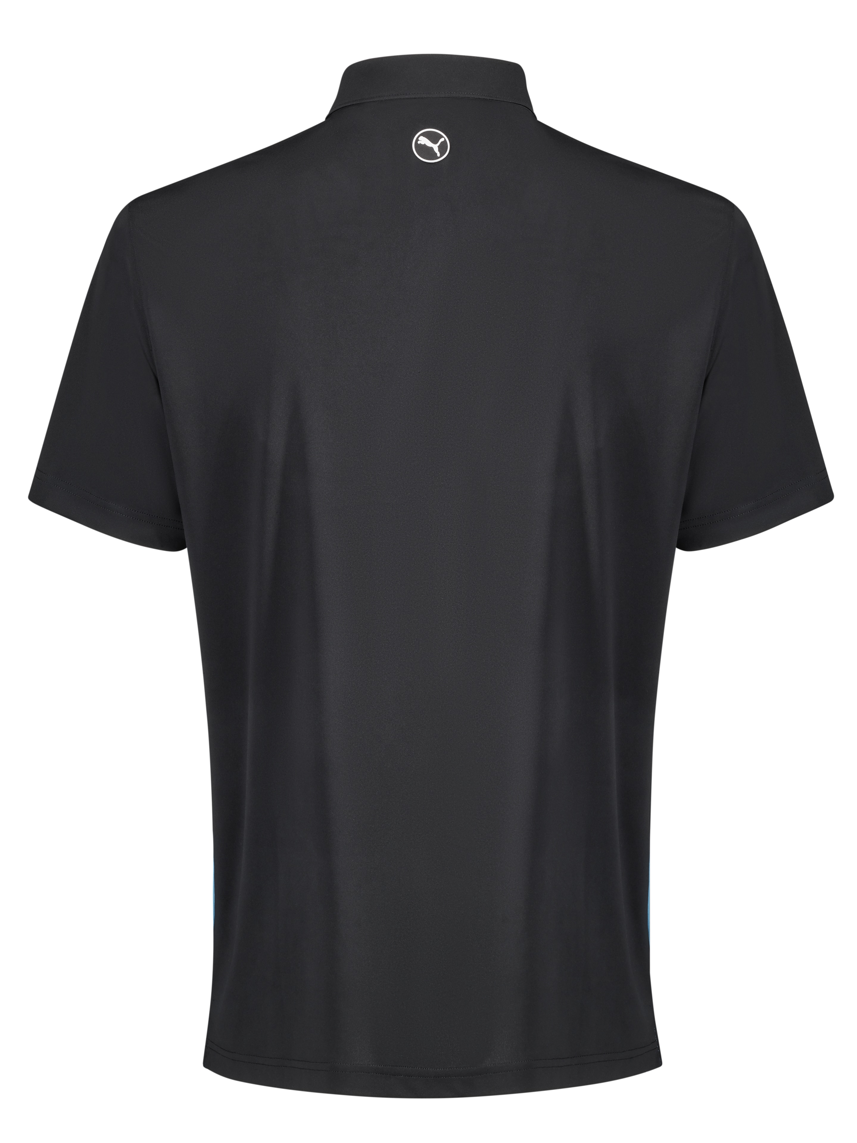 Pánská golfová polokošile, Čistý barevný blok - black / Aqua Blue / white, S