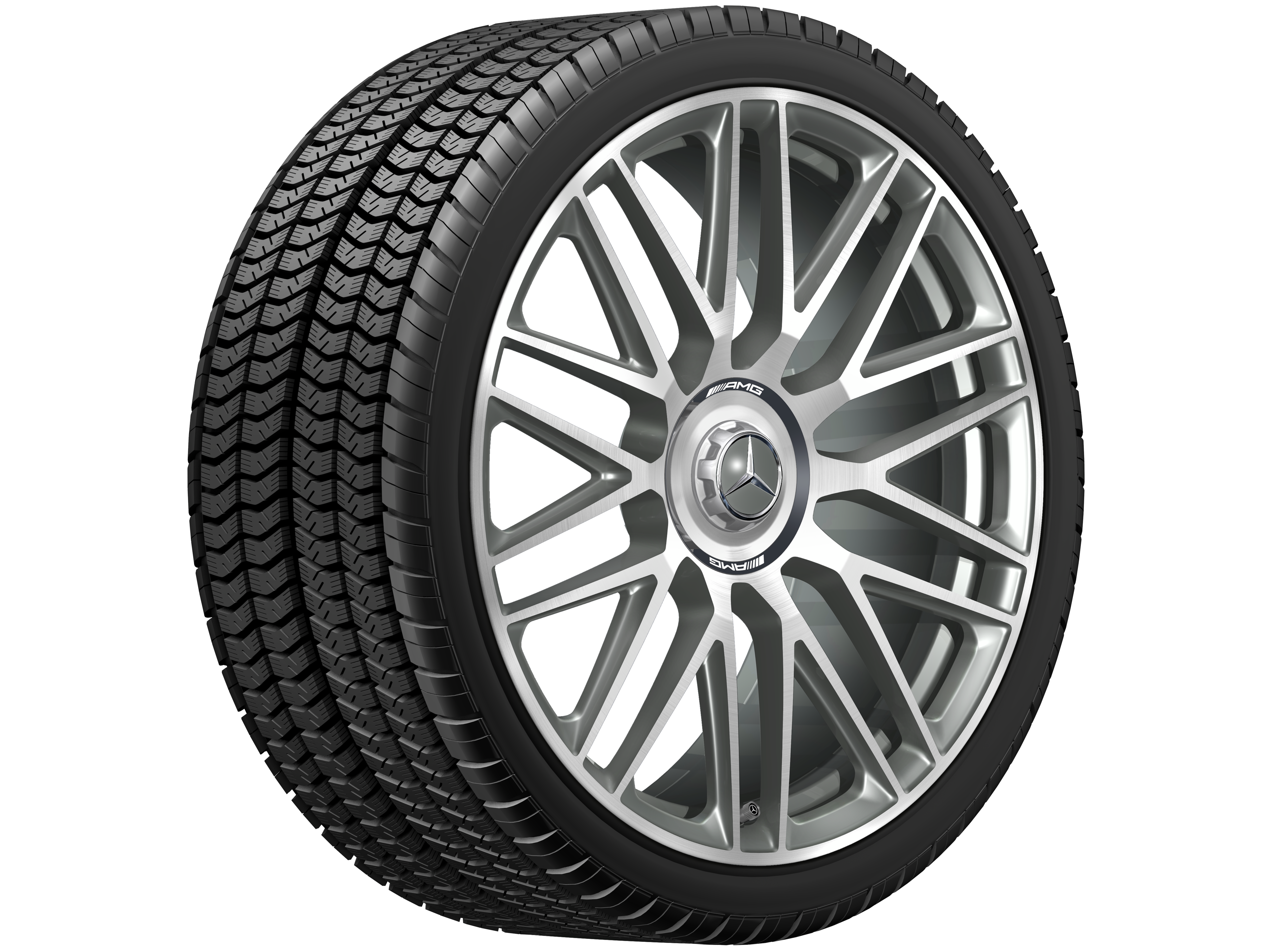 Kované kolo AMG v provedení s 10 dvojitými paprsky, 53,3 cm (21 palců) - 10,5 J x 21 ET 42, šedá titanium, soustružené do lesku