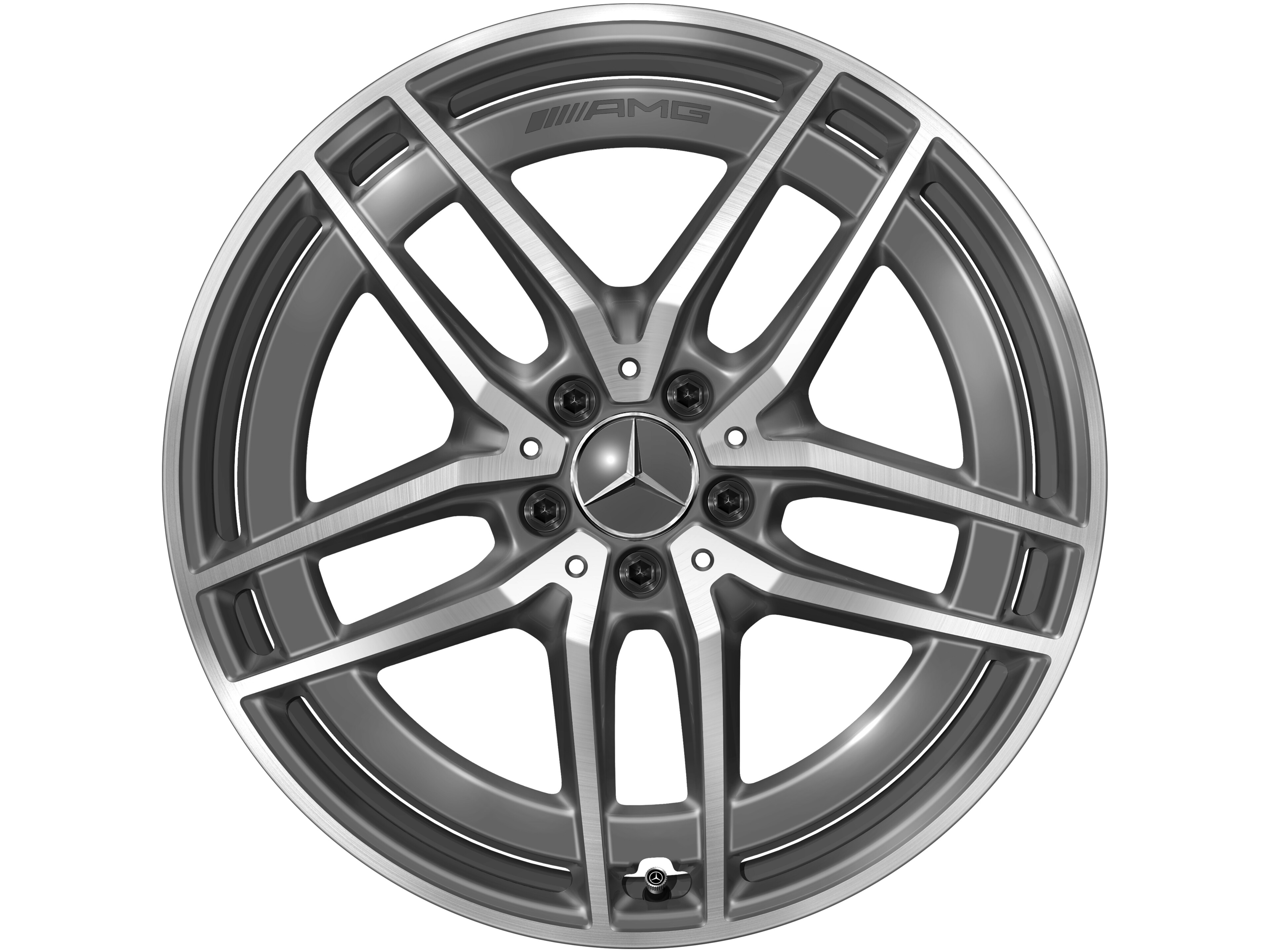 Kolo AMG s 5 dvojitými paprsky, 50,8 cm (20 palců) - 11 J x 20 ET 56, šedá tantalum, soustružené do lesku