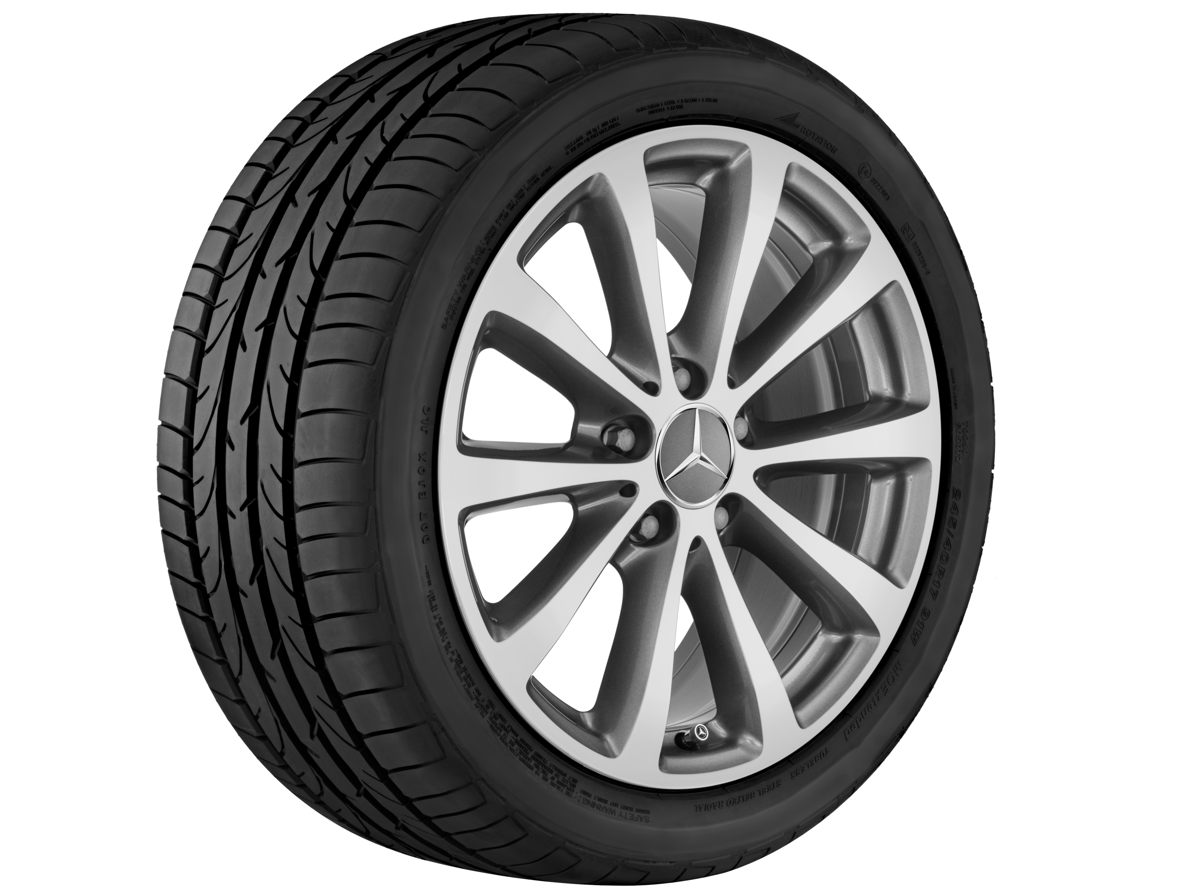 Kolo s 10 paprsky, 43,2 cm (17 palců) - 7,5 J x 17 ET 40, šedá Himalaya, soustružené do lesku