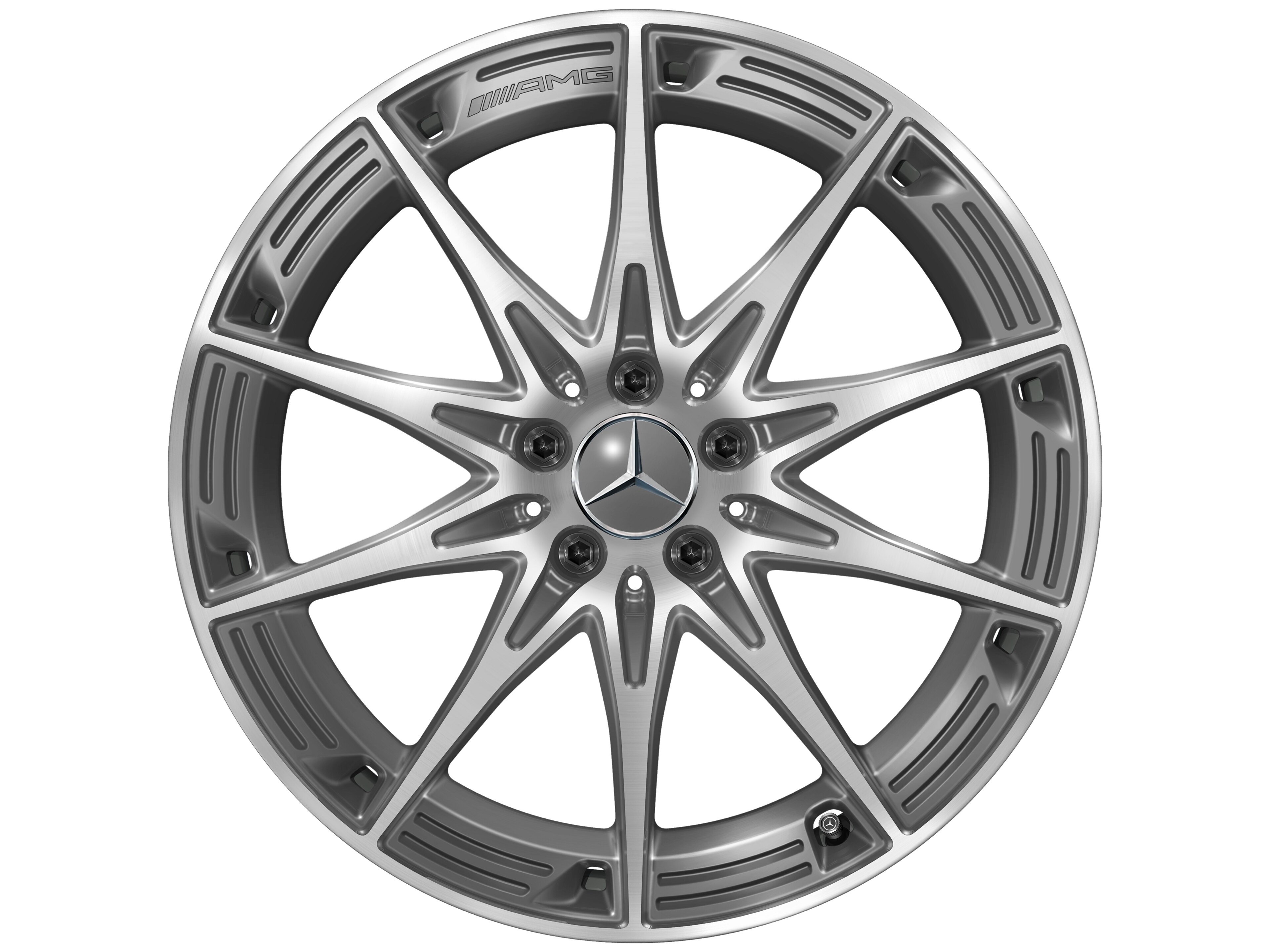Kolo AMG s 10 paprsky, 50,8 cm (20 palců) - 11 J x 20 ET 33, šedá tantalum, soustružené do lesku