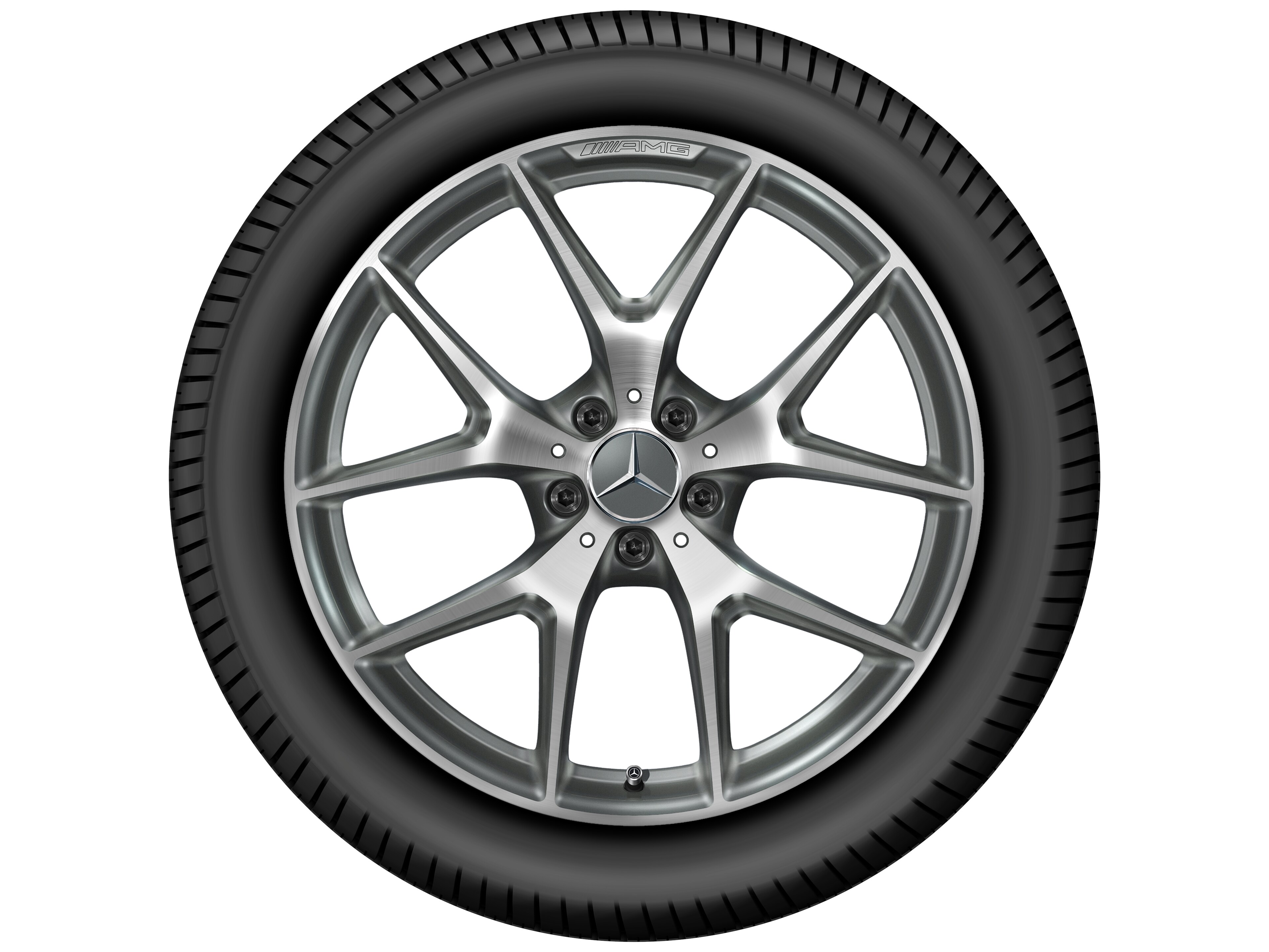 Kolo AMG se zkříženými paprsky, 50,8 cm (20 palců) - 8,5 J x 20 ET 40, šedá titanium, soustružené do lesku