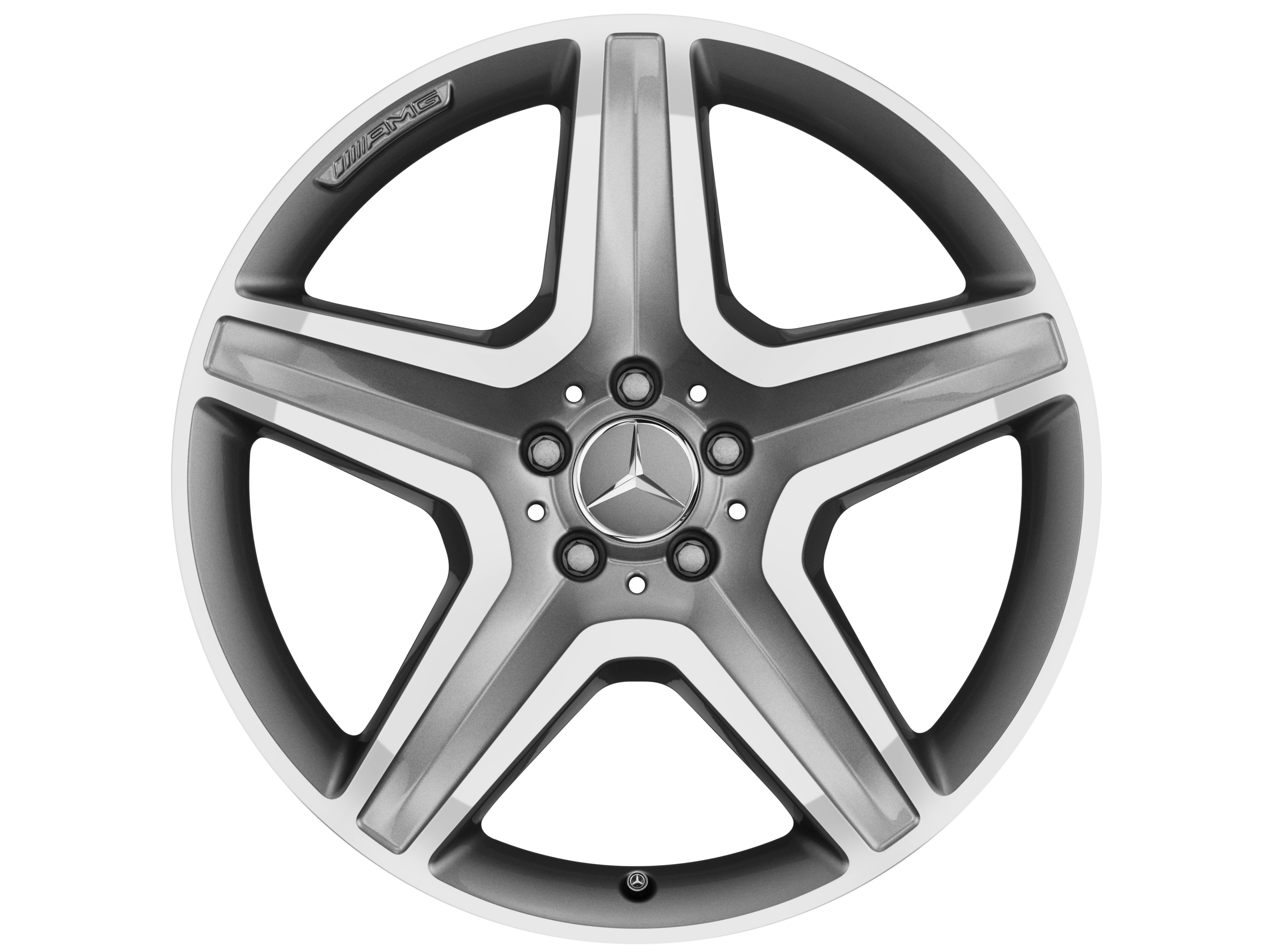 Kolo AMG s 5 paprsky, 50,8 cm (20 palců) - 9 J x 20 ET 57, šedá titanium, soustružené do lesku