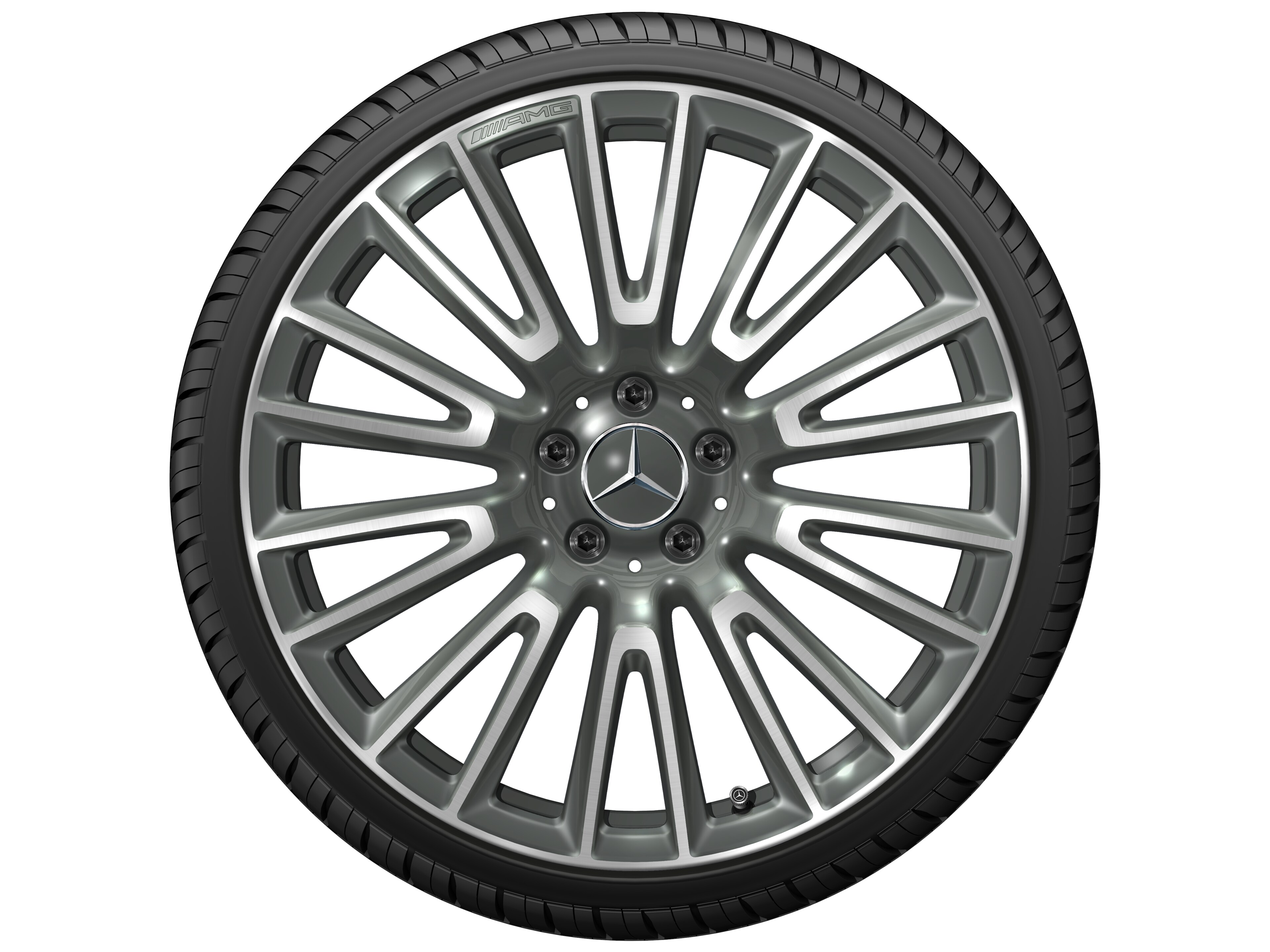Kolo AMG z lehkých slitin, v provedení s 10 dvojitými paprsky, 50,8 cm (20 palců) - 10,5 J x 20 ET 43, šedá Himalaya, soustružené do lesku
