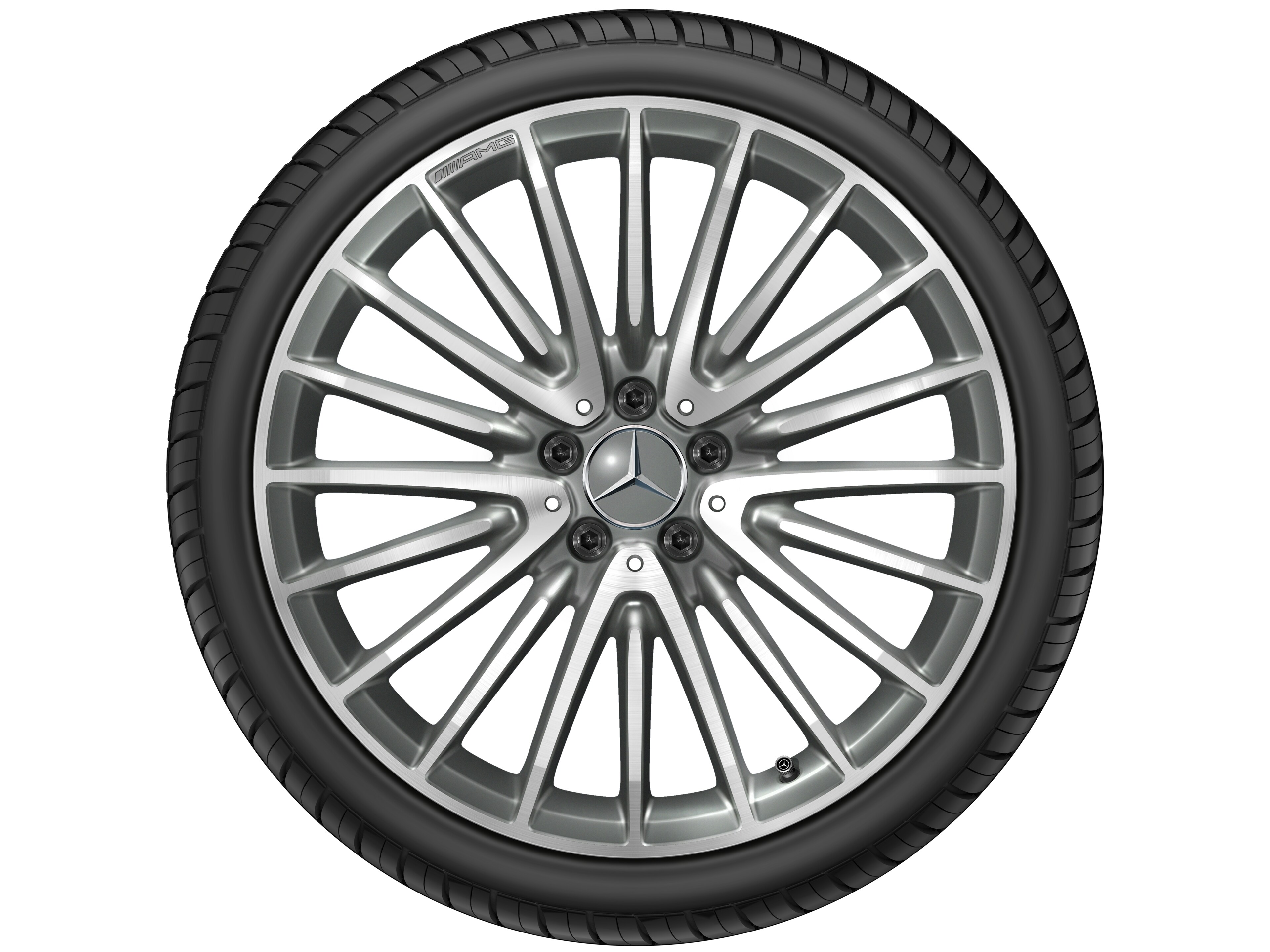 Vícepaprskové kolo AMG, 50,8 cm (20 palců) - 8 J x 20 ET 10, šedá titanium, soustružené do lesku