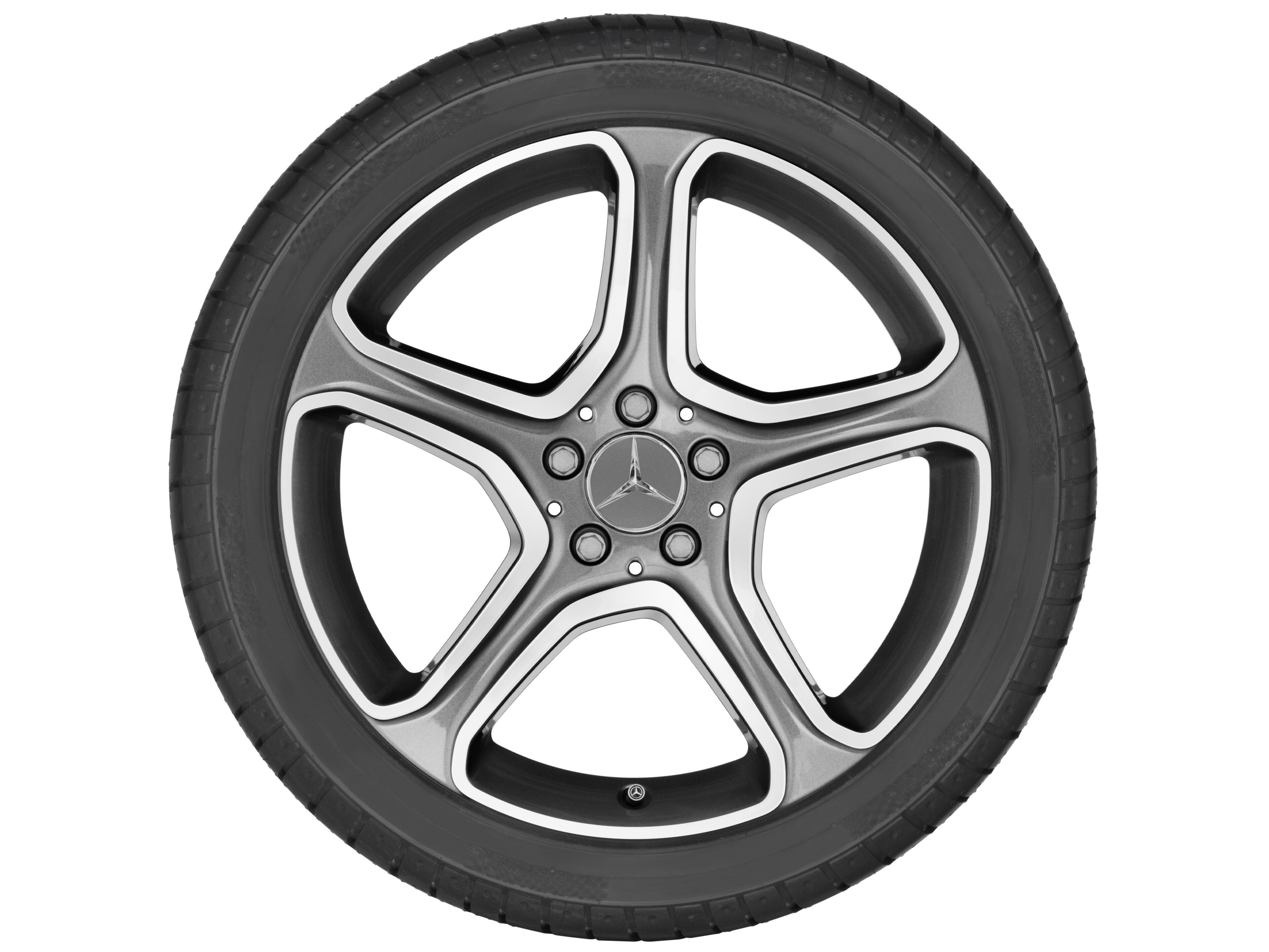 Kolo s 5 paprsky, 48,3 cm (19 palců) - 7,5 J x 19 ET 47, šedá Himalaya, soustružené do lesku