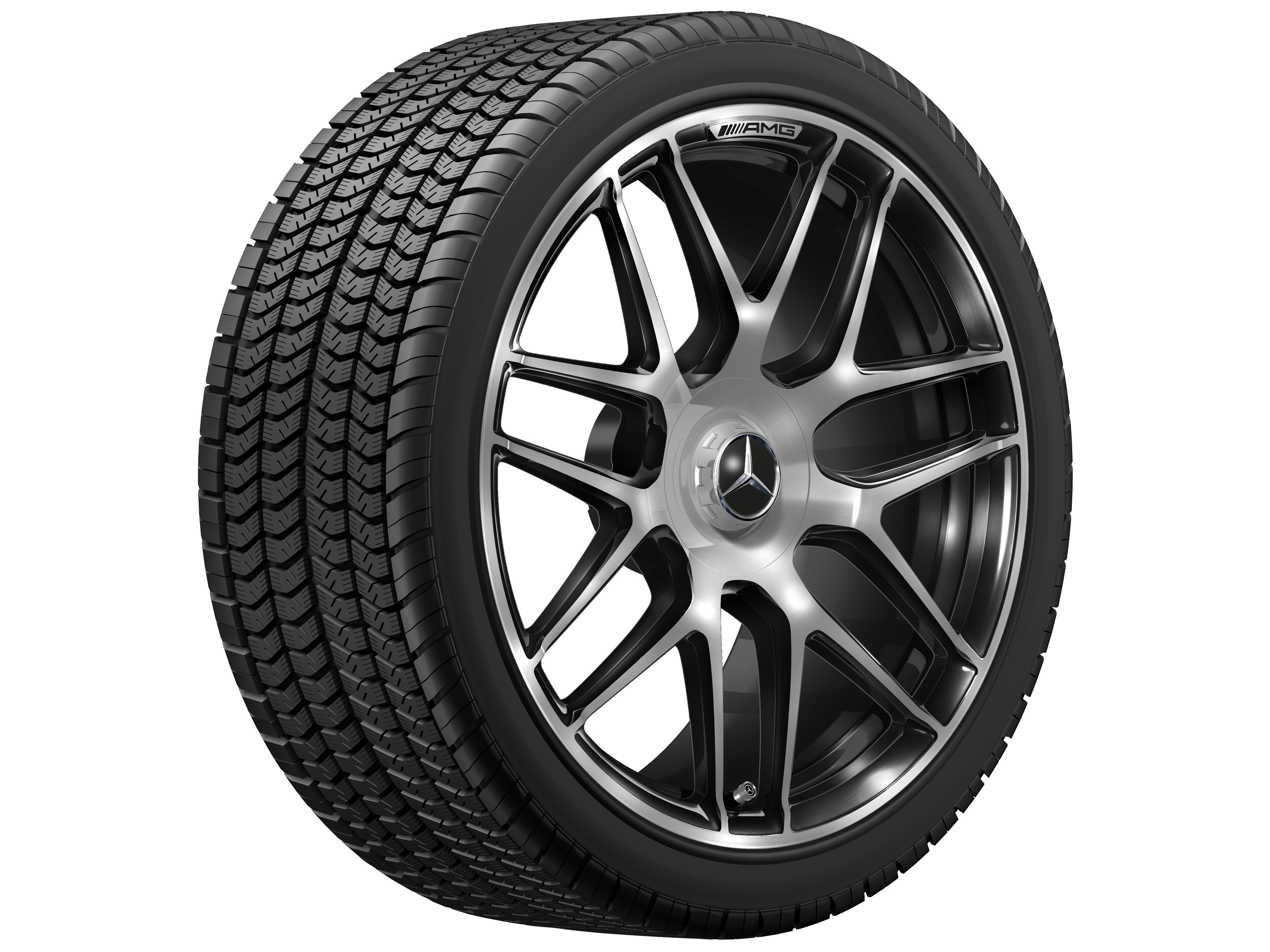 Kované kolo AMG v provedení se zkříženými paprsky, 50,8 cm (20 palců), Okraj ráfku leštěný - 9,5 J x 20 ET 25, tmavě platinová lesklá, Okraj ráfku leštěný