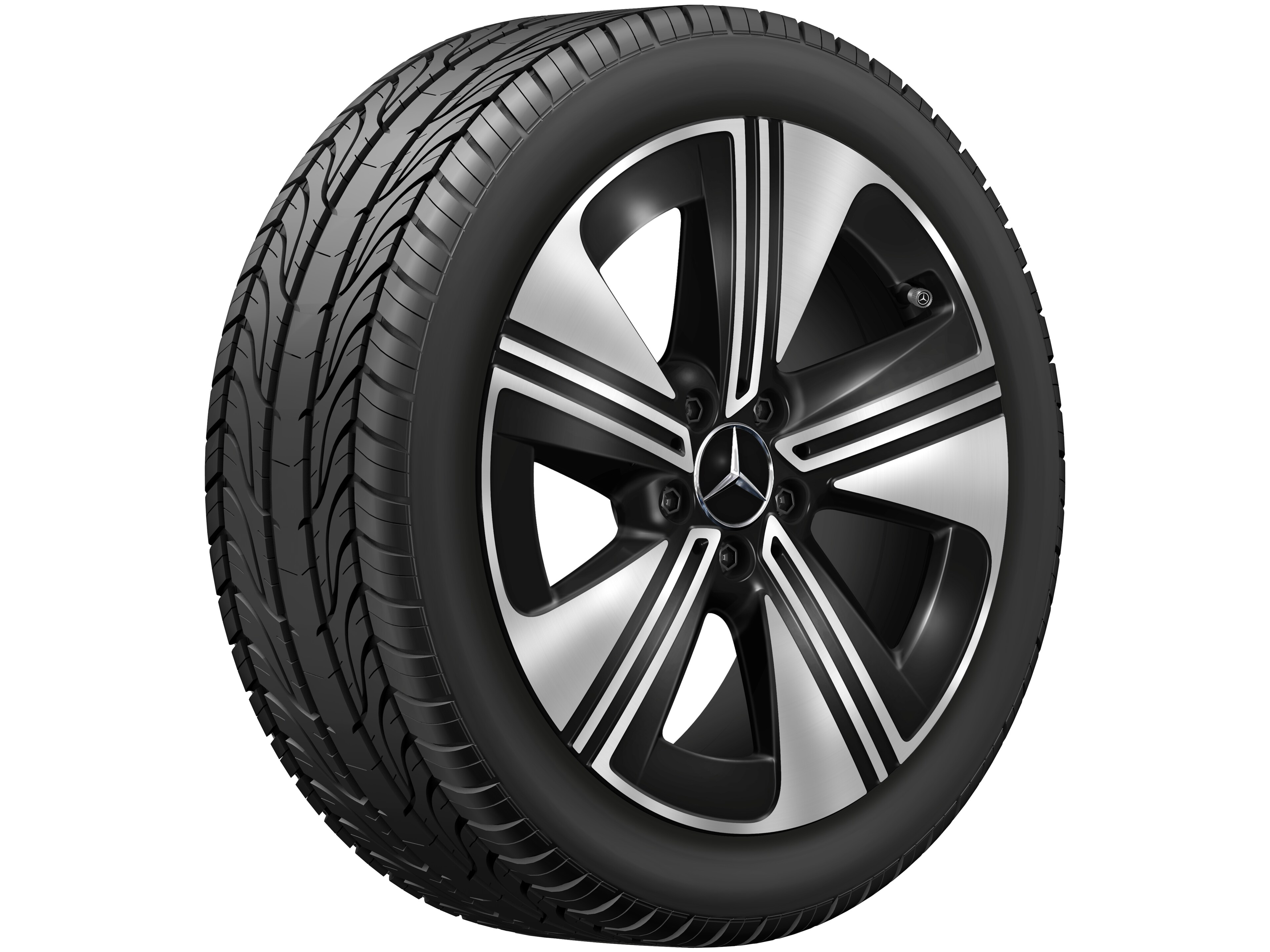 Kolo s 5 paprsky, Aero, 45,7 cm (18 palce) - 7,5 J x 18 ET 48,4, černá, soustružené do lesku