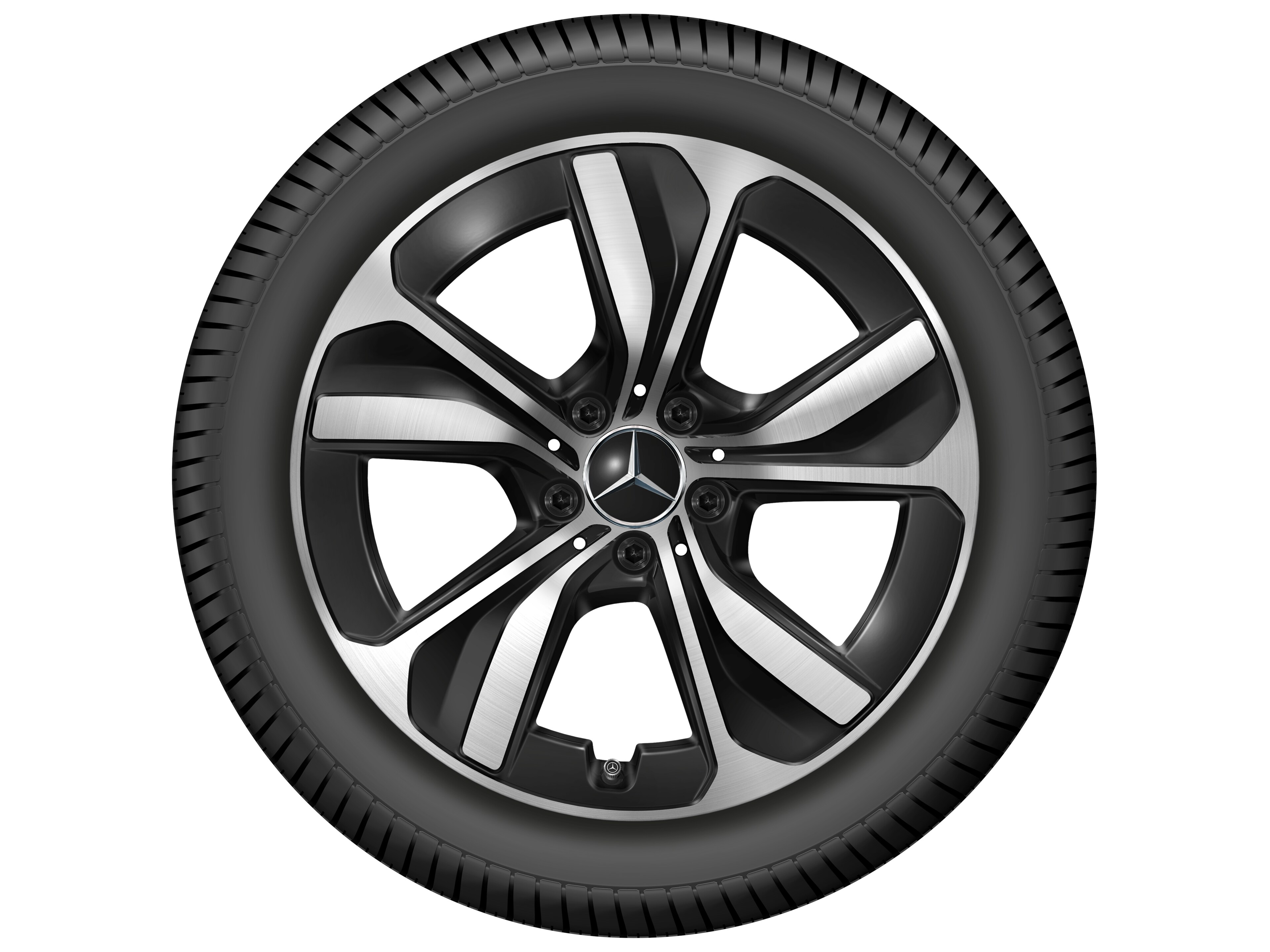 Kolo s 5 paprsky, Aero, 45,7 cm (18 palce) - 8 J x 18 ET 44,9, černá, soustružené do lesku