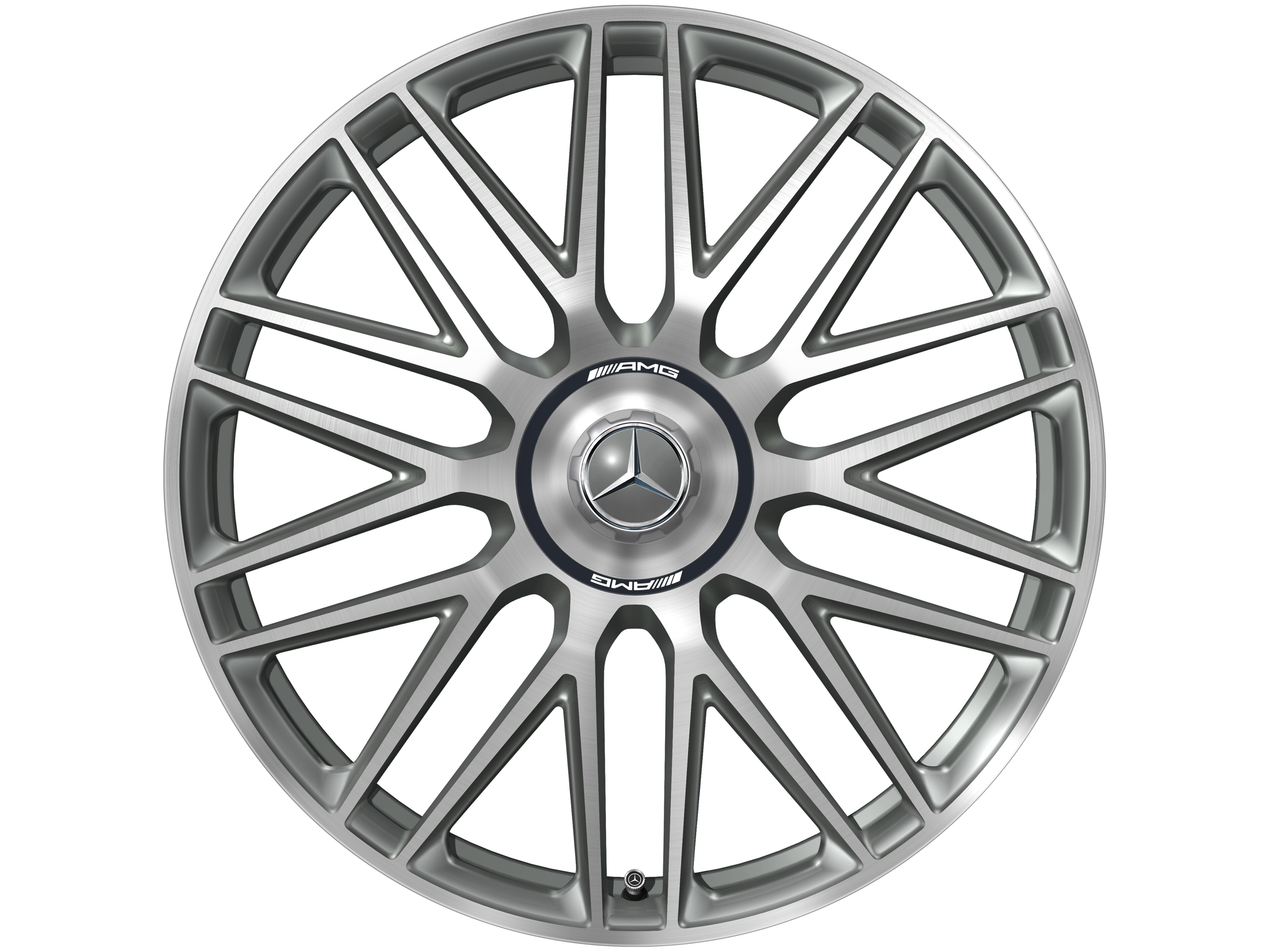 Kované kolo AMG v provedení s 10 dvojitými paprsky, 53,3 cm (21 palců) - 11 J x 21 ET 60, šedá titanium, soustružené do lesku