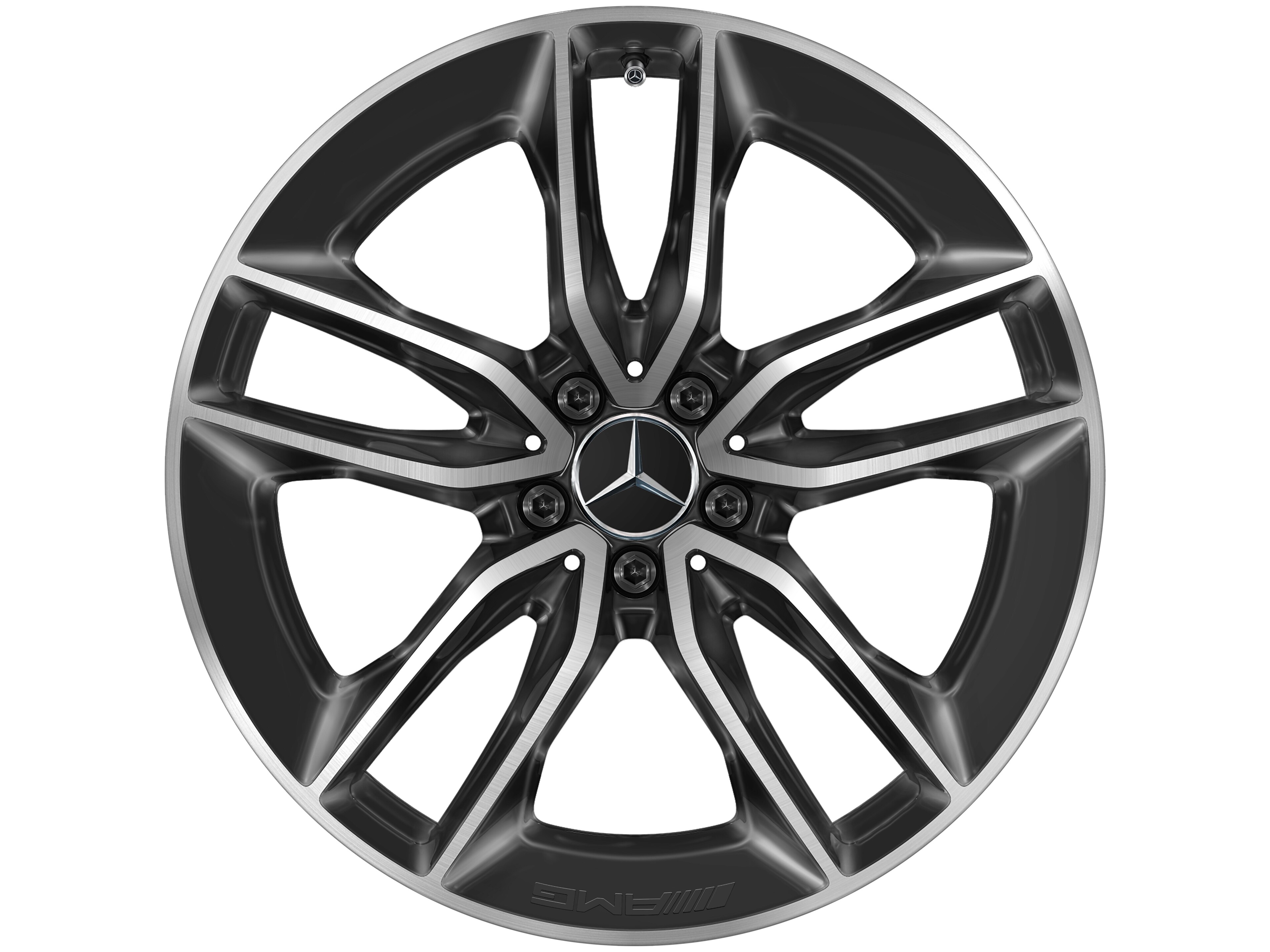 Kolo AMG s 5 dvojitými paprsky, 50,8 cm (20 palců) - 8 J x 20 ET 10, černá, soustružené do lesku
