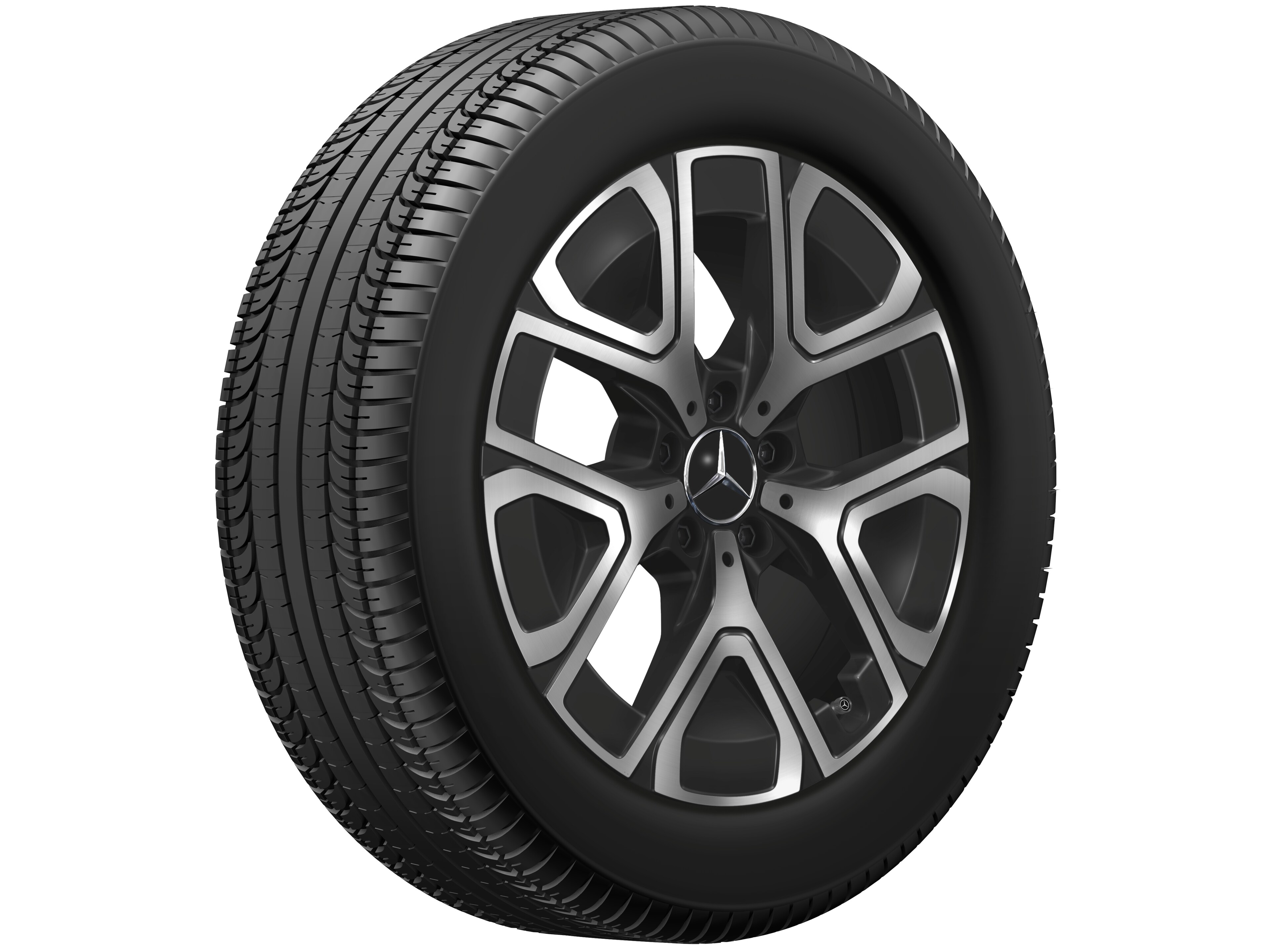 Kolo s 5 dvojitými paprsky, Aero, 45,7 cm (18 palce) - 7 J x 18 ET 46,6, černá, soustružené do lesku