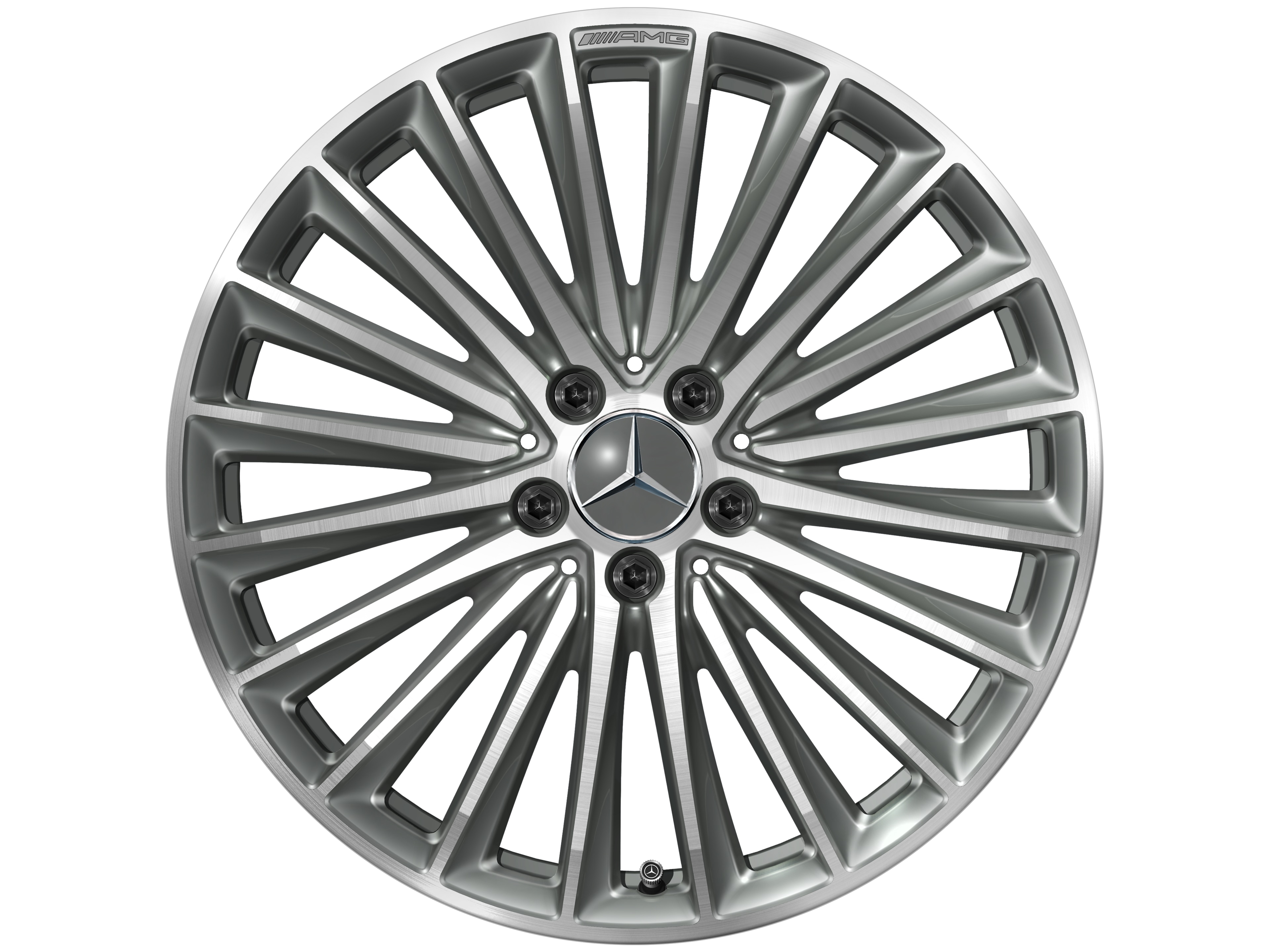 Vícepaprskové kolo AMG, 48,3 cm (19 palců) - 11 J x 19 ET 53,5, šedá titanium, soustružené do lesku