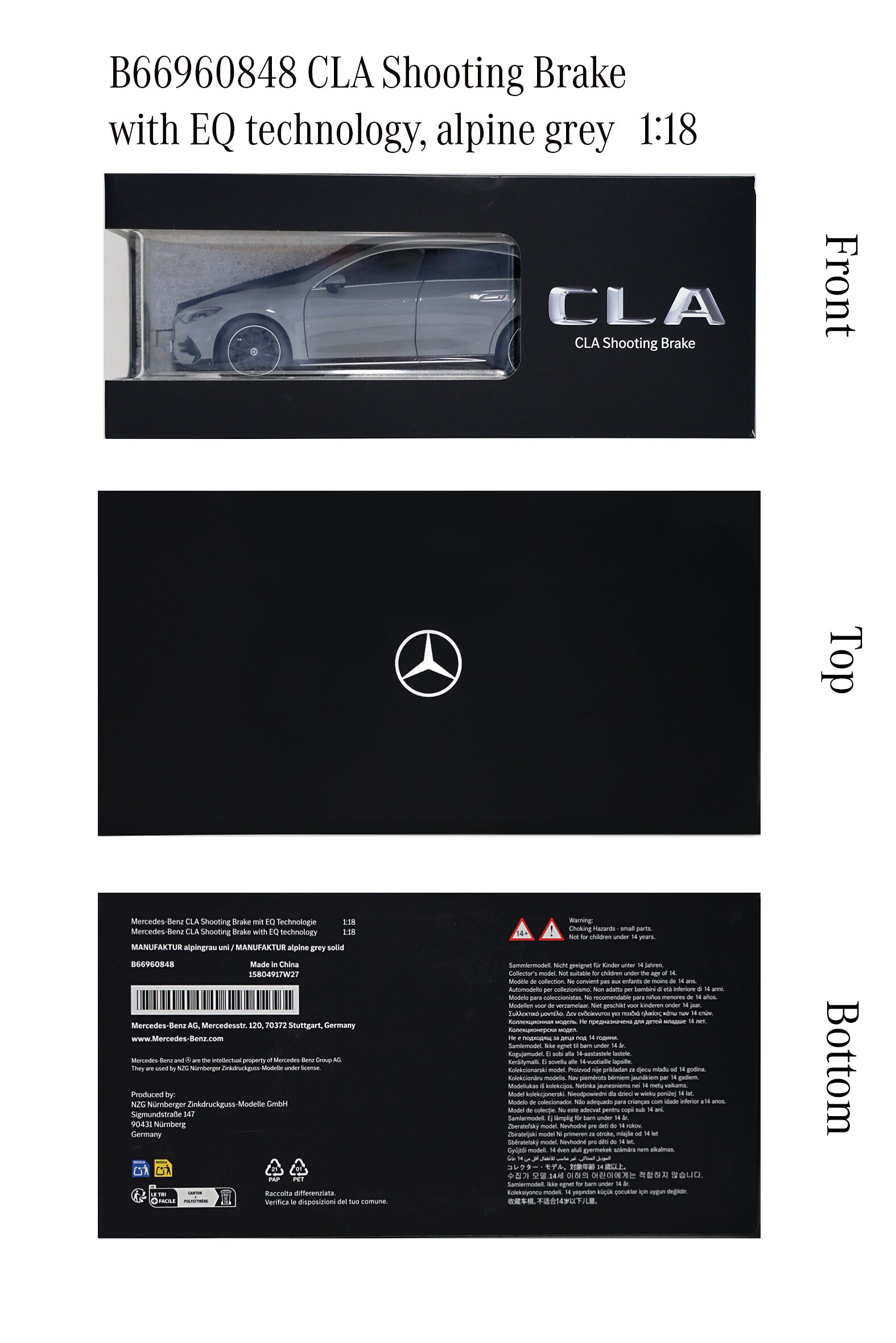 CLA, Shooting Brake, X174 - MANUFAKTUR šedá alphin uni, NZG, 1:18