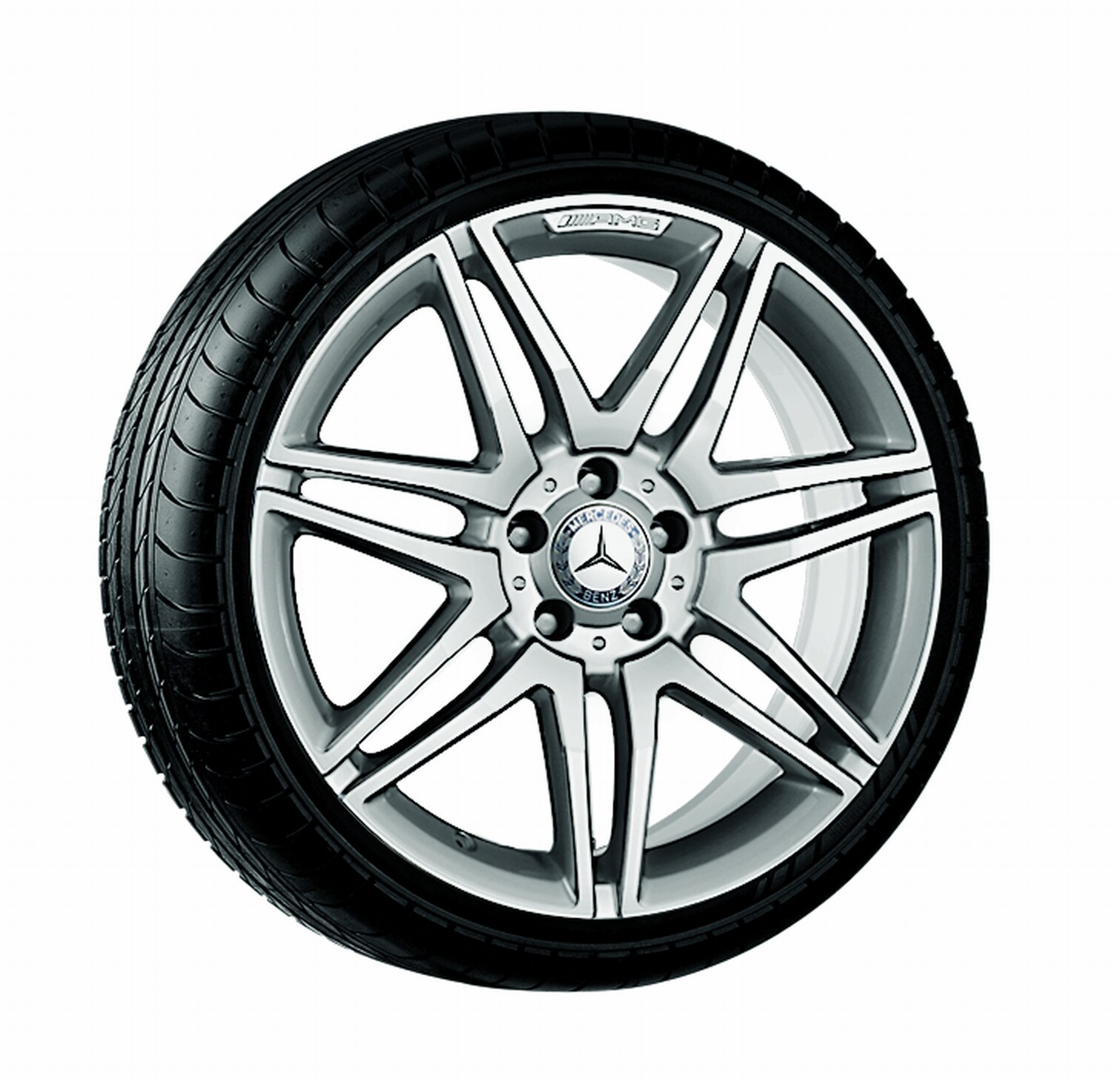 Kolo AMG s 7 dvojitými paprsky, 48,3 cm (19 palců) - 8,5 J x 19 ET 44, stříbrné barvy, soustružené do lesku