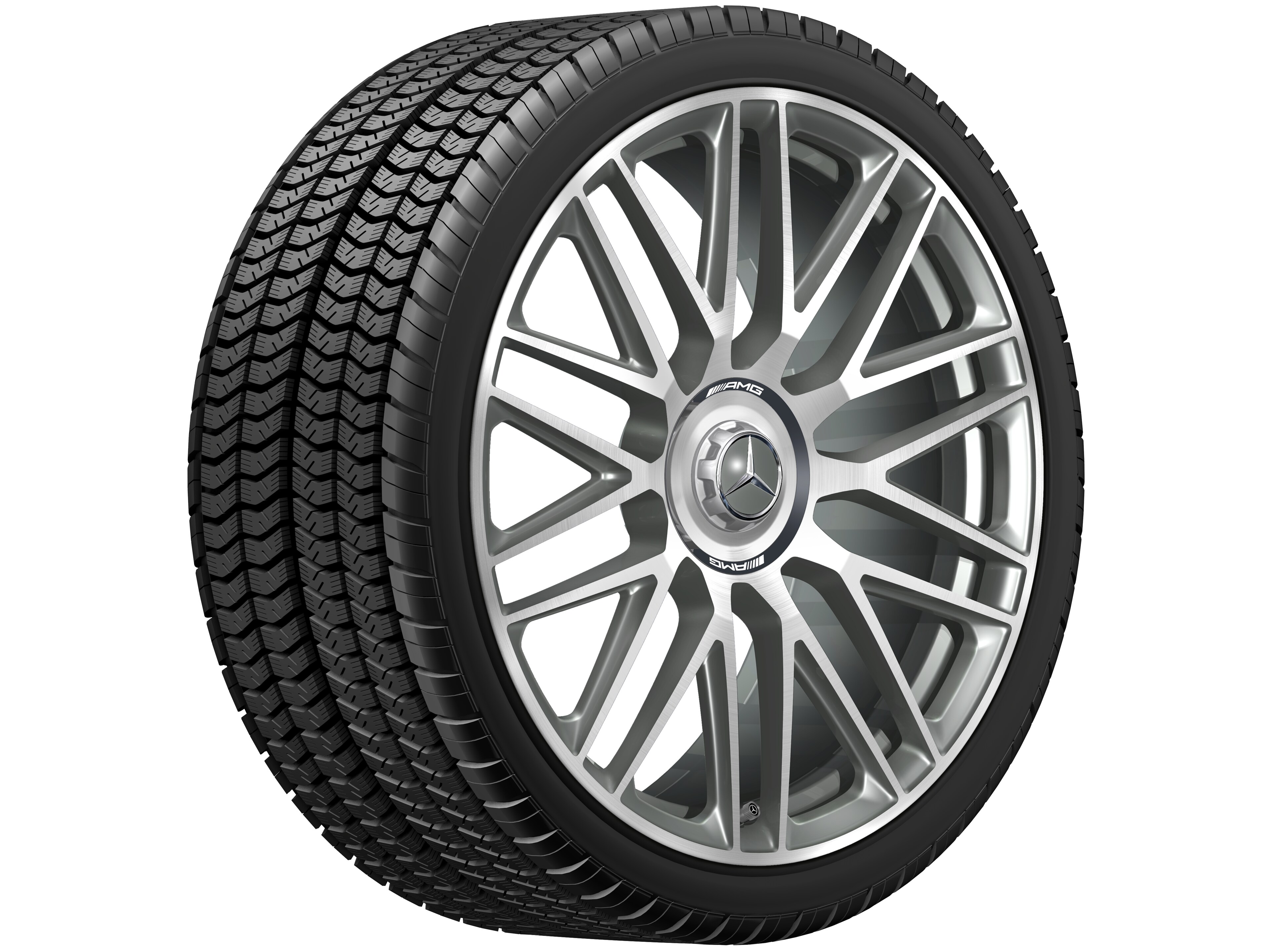 Kované kolo AMG v provedení s 10 dvojitými paprsky, 53,3 cm (21 palců) - 11 J x 21 ET 60, šedá titanium, soustružené do lesku