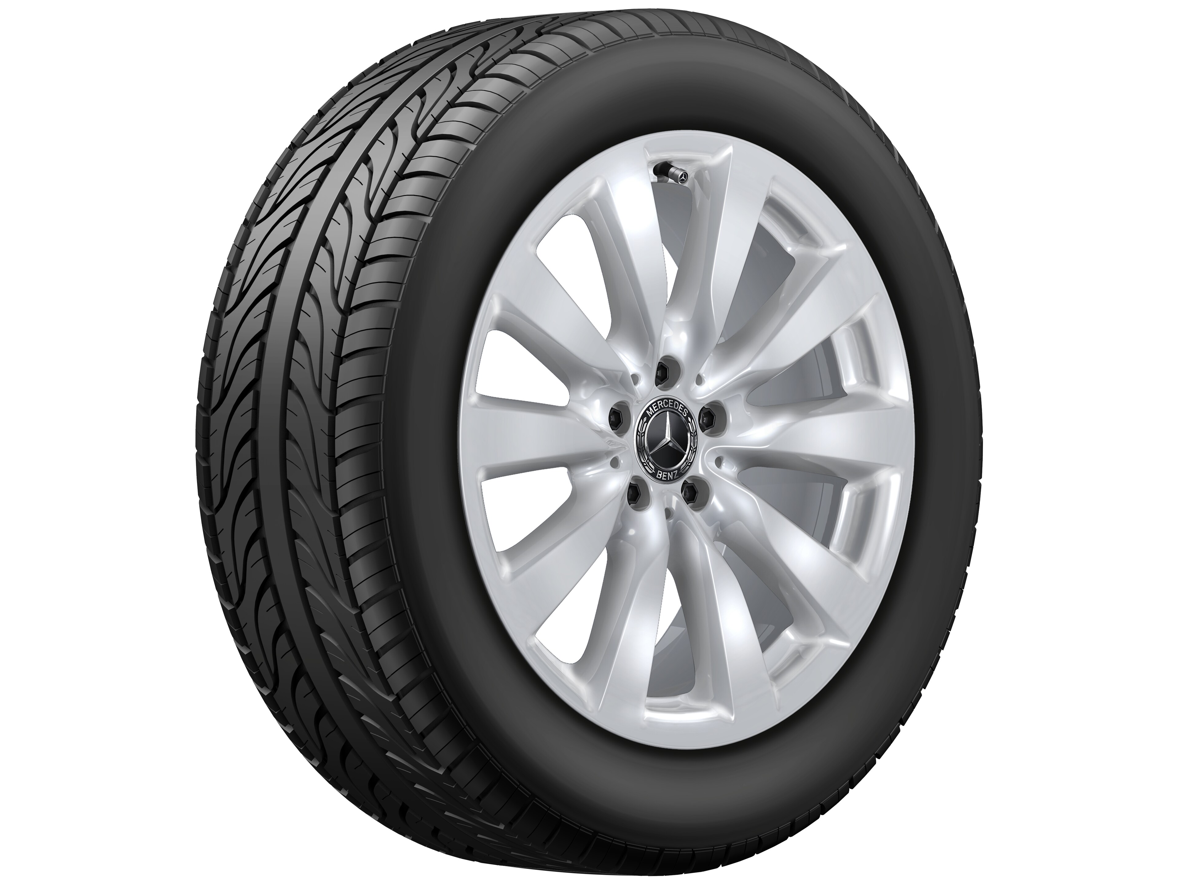 Kolo s 10 paprsky, 48,3 cm (19 palců) - 8 J x 19 ET 38, stříbrná vanadium