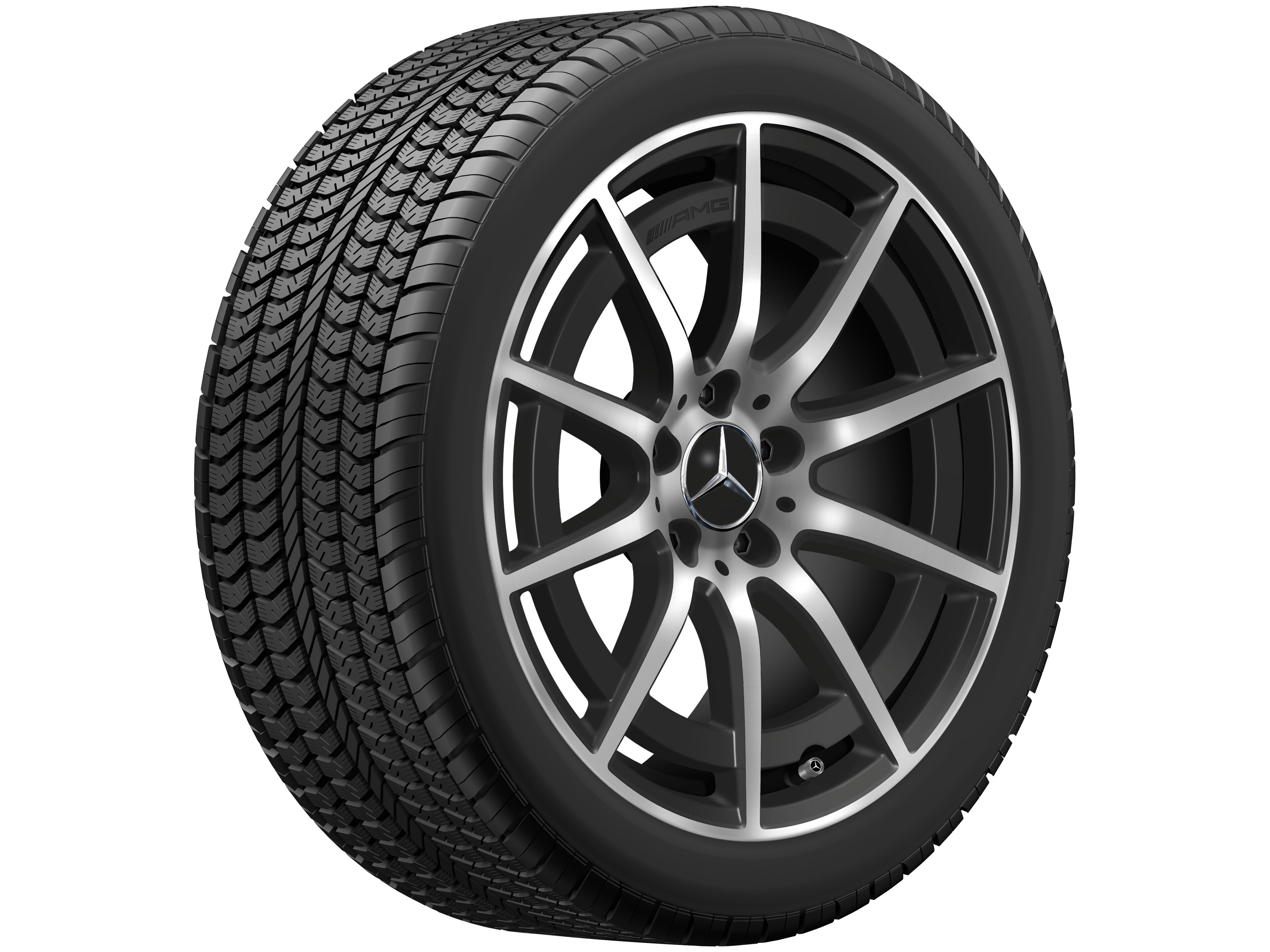 Kolo AMG s 10 paprsky, 45,7 cm (18 palce) - 8,5 J x 18 ET 46, černá matná, soustružené do lesku