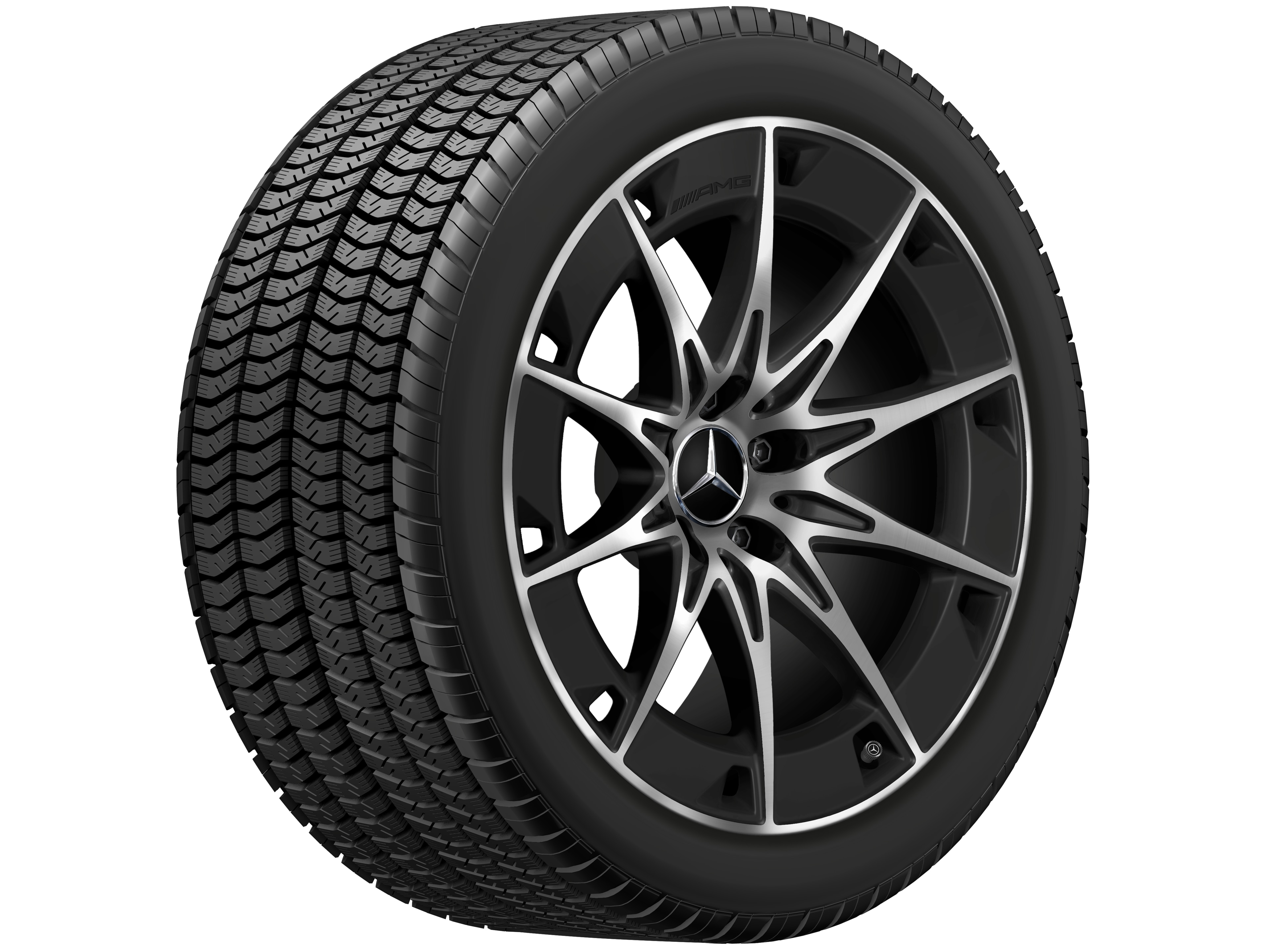 Kolo AMG s 10 paprsky, 48,3 cm (19 palců) - 9,5 J x 19 ET 19, černá matná, soustružené do lesku