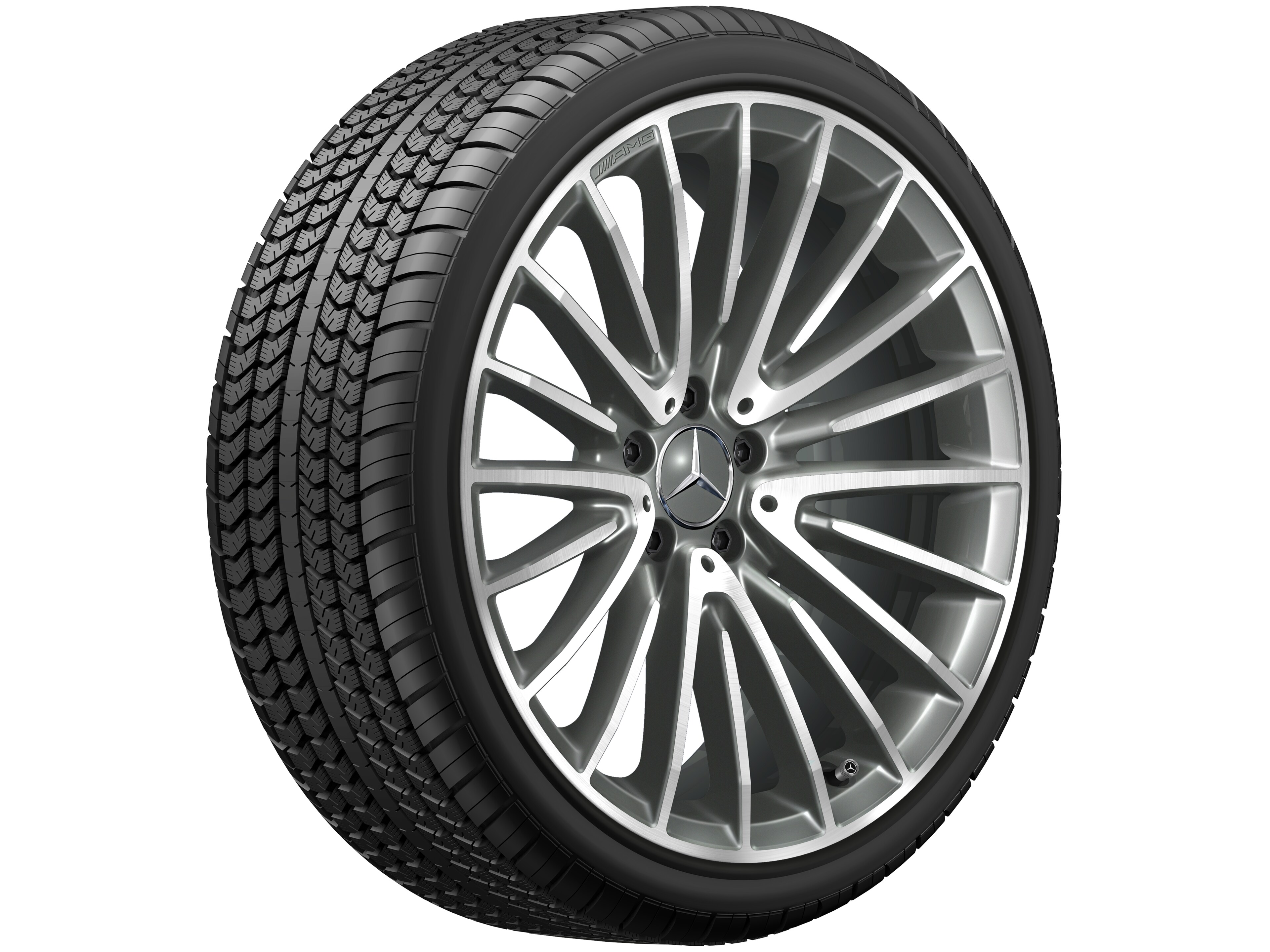 Vícepaprskové kolo AMG, 50,8 cm (20 palců) - 8 J x 20 ET 10, šedá titanium, soustružené do lesku