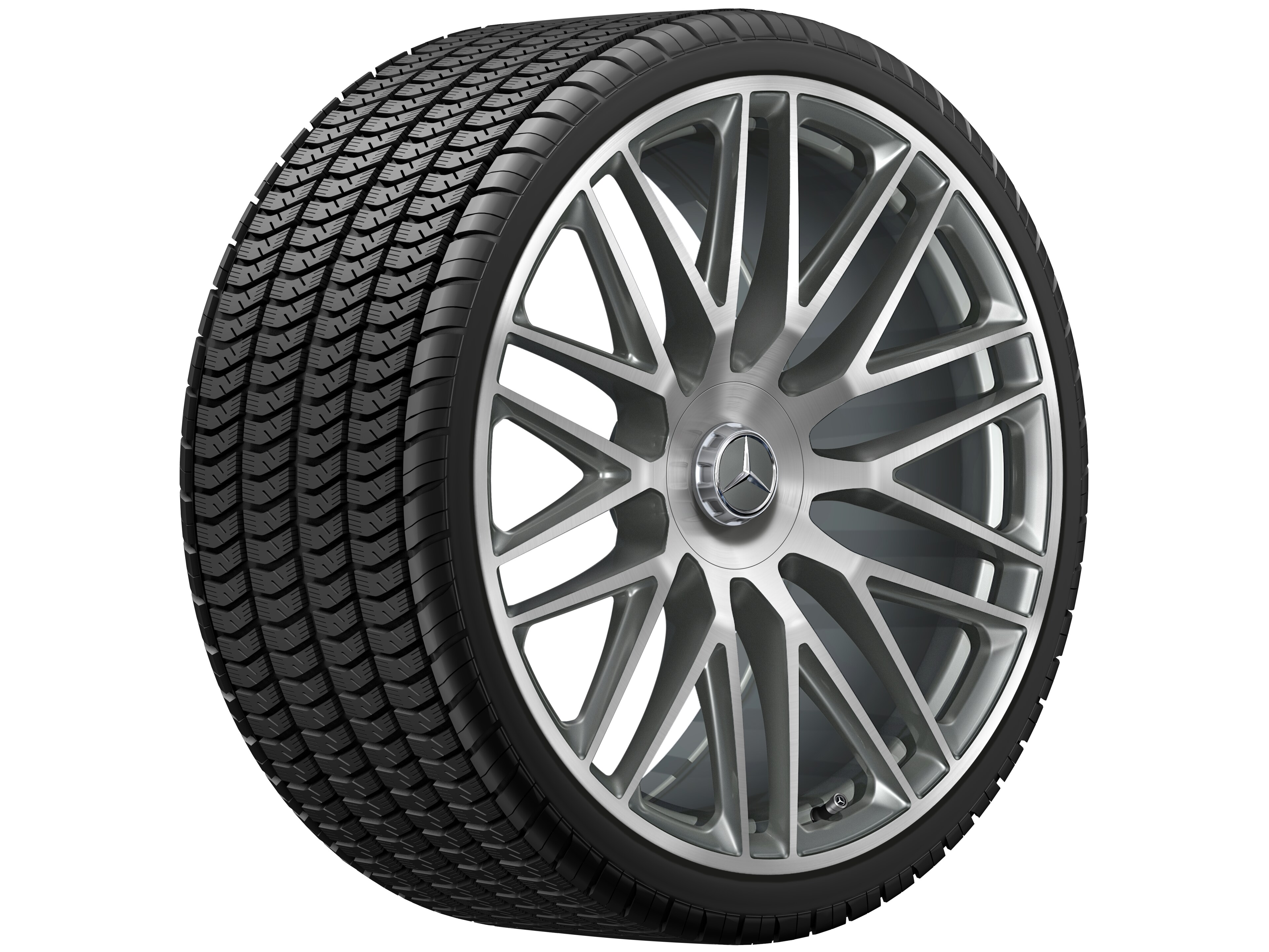 Kovaná kola AMG ve vícepaprskovém provedení, 58,4 cm (23 palců) - 11,5 J x 23 ET 47, šedá titanium, soustružené do lesku