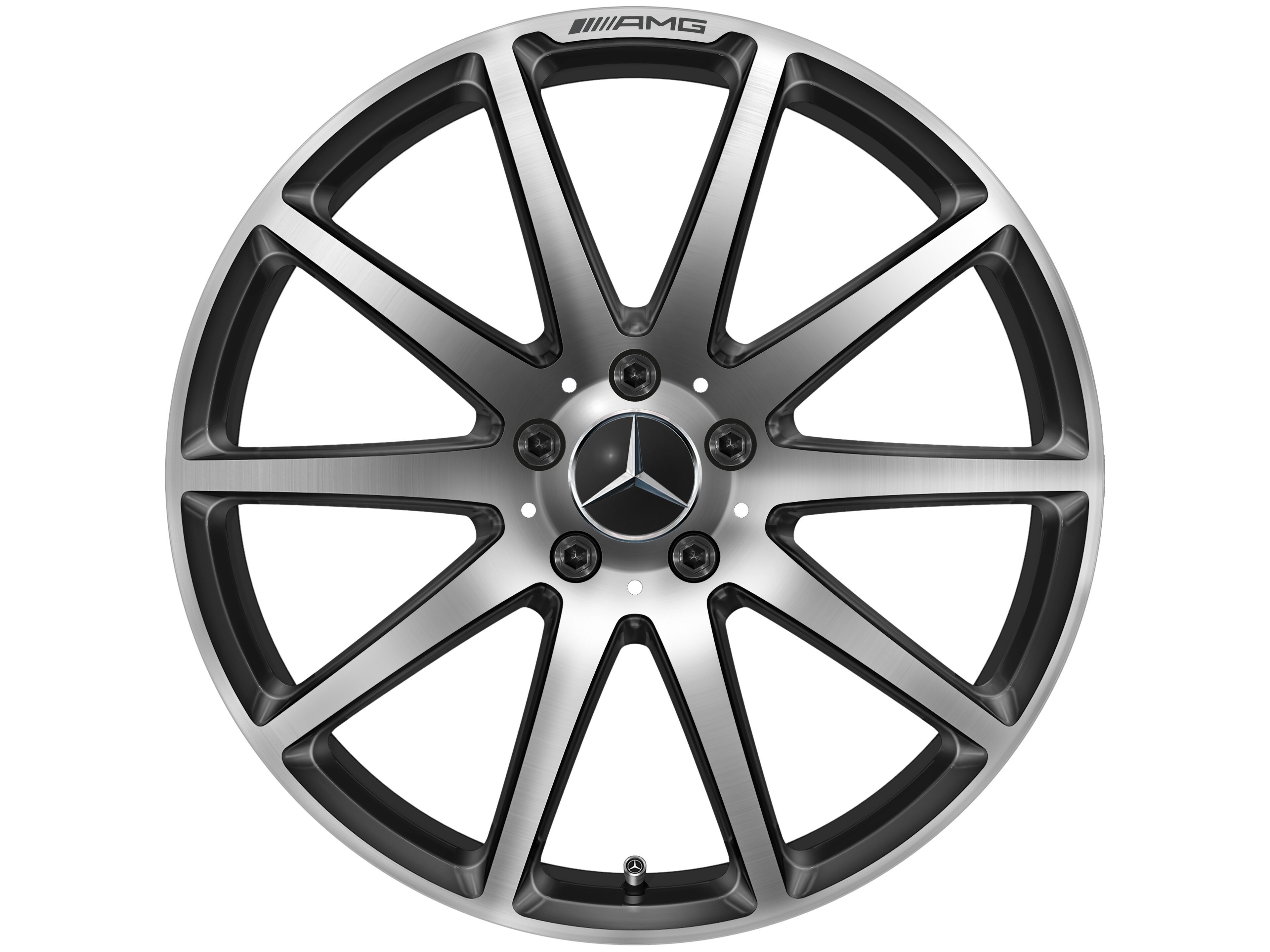 Kované kolo AMG V provedení s 10 paprsky, 48,3 cm (19 palců) - 9 J x 19 ET 27, černá, leštěné