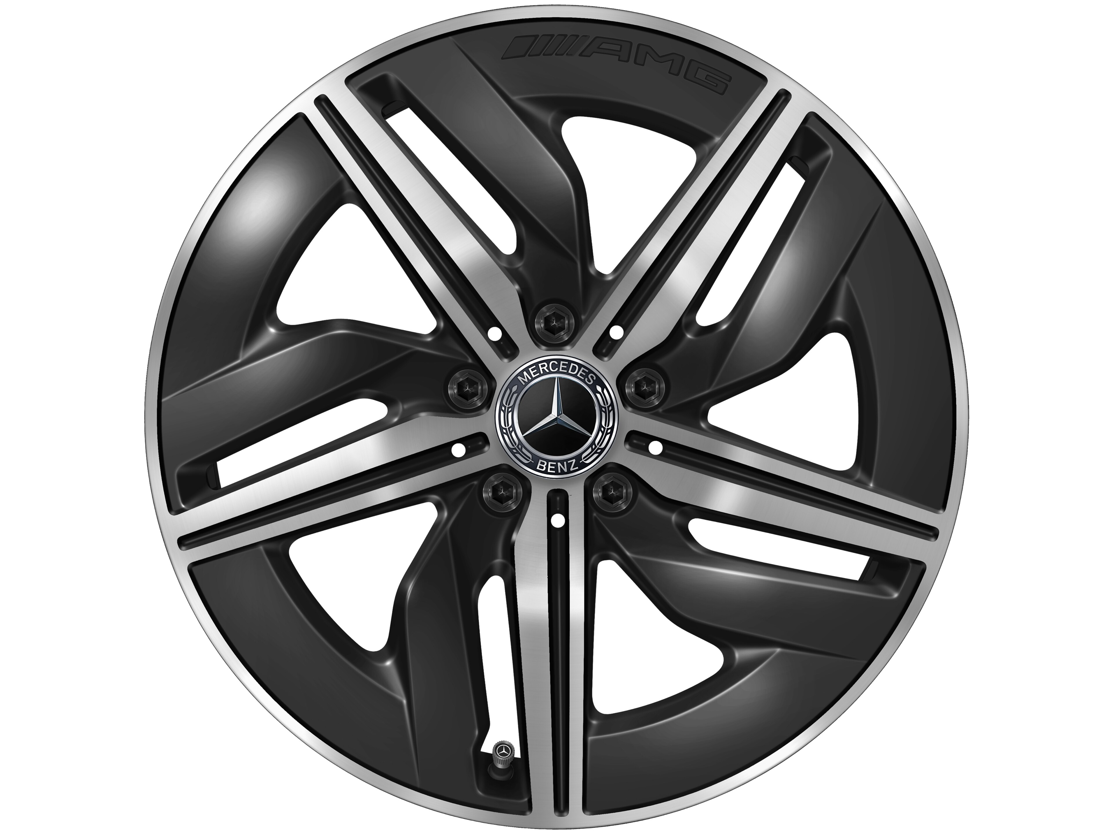 Kolo AMG s 5 paprsky, 45,7 cm (18 palce) - 7,5 J x 18 ET 48,4, černá, soustružené do lesku
