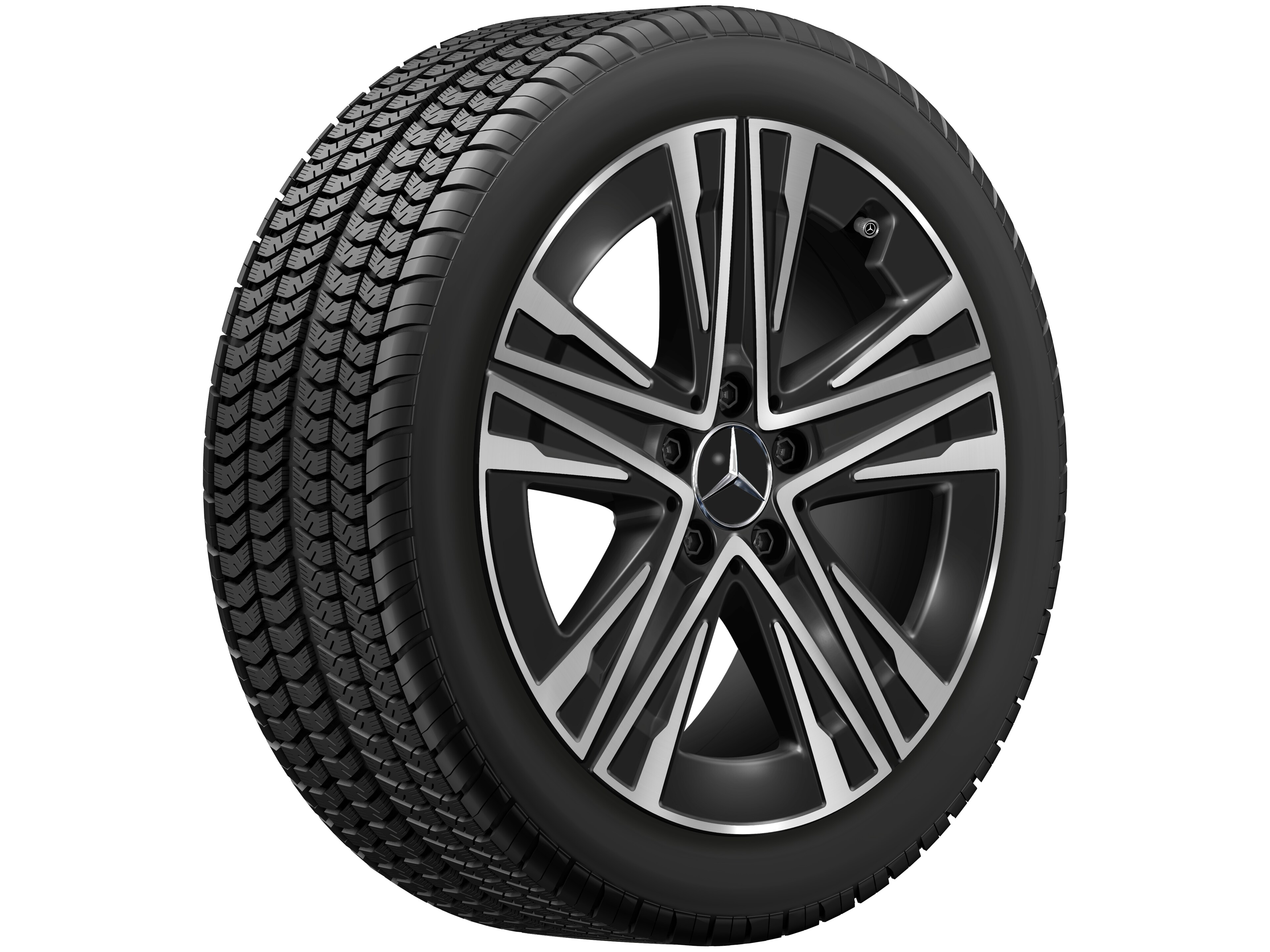 Kolo s 5 paprsky tvaru W, Aero, 45,7 cm (18 palce) - 7,5 J x 18 ET 48,4, černá, soustružené do lesku