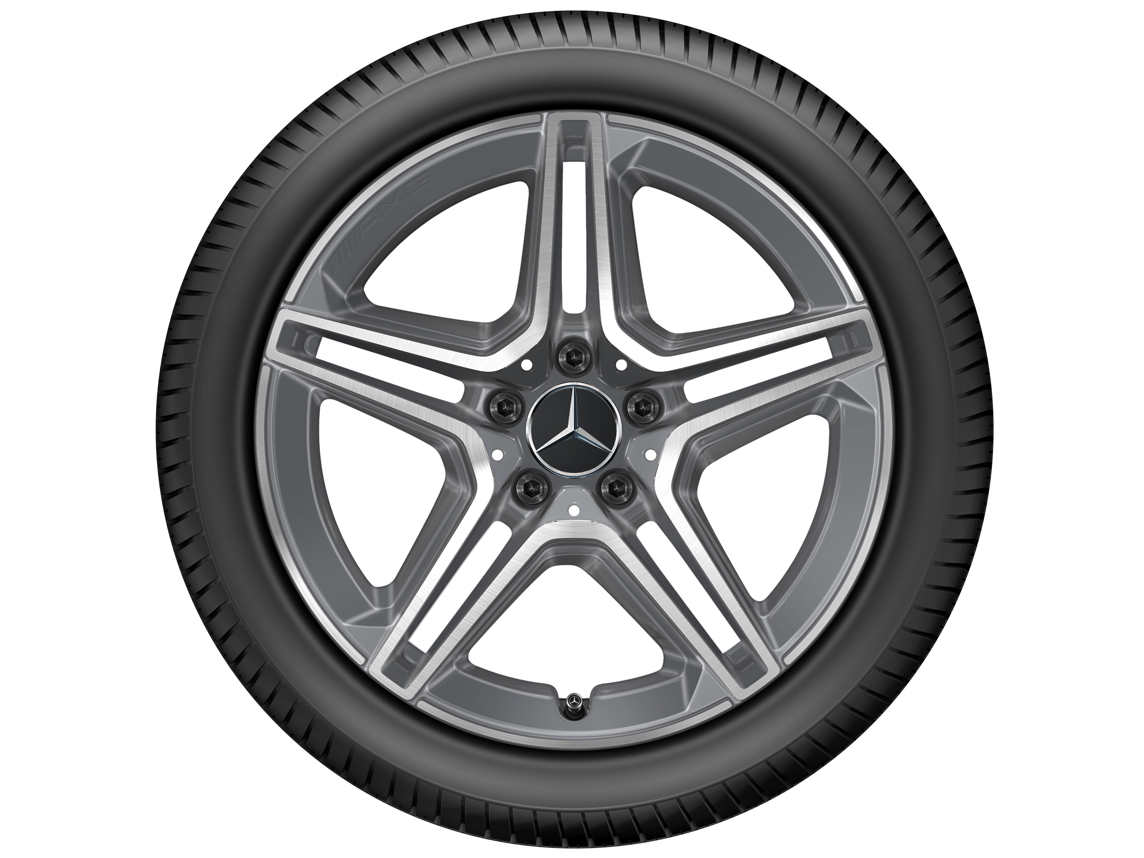 Kolo AMG s 5 dvojitými paprsky, 45,7 cm (18 palce) - 7,5 J x 18 ET 49, tremolit metalický, soustružené do lesku