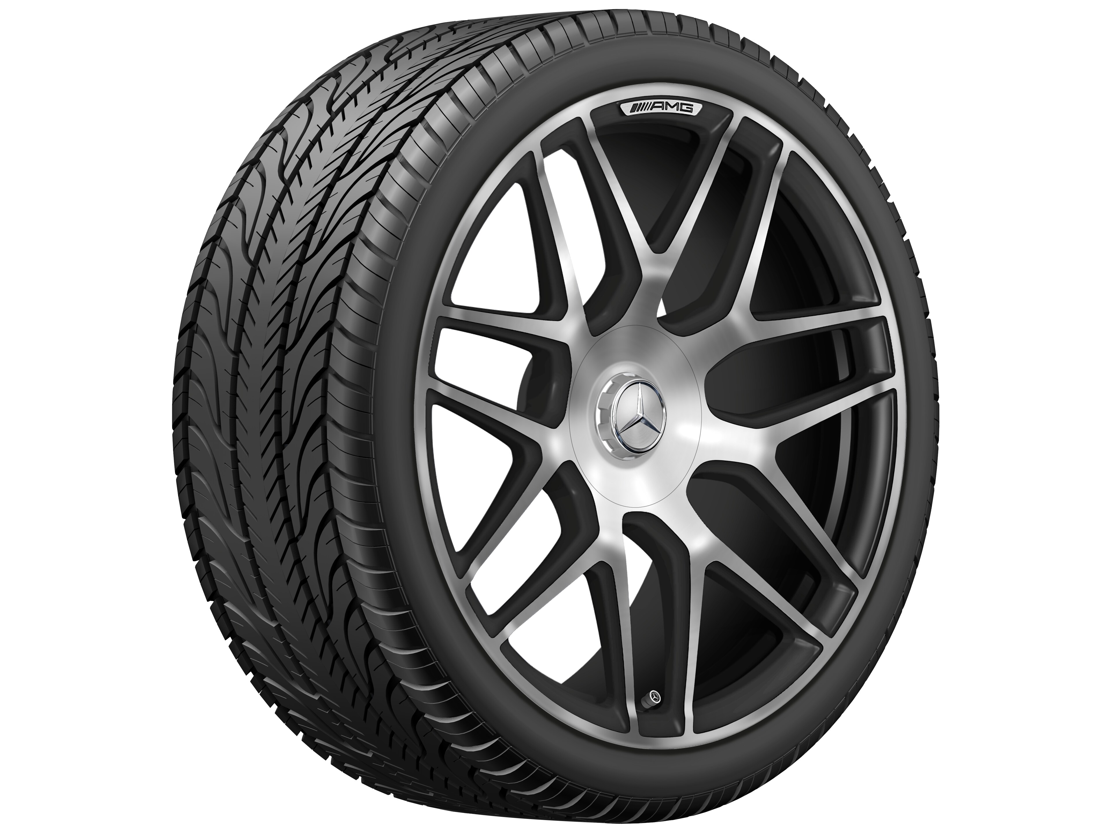Kované kolo AMG v provedení se zkříženými paprsky, 55,9 cm (22 palců) - 10 J x 22 ET 36, černá matná, soustružené do lesku