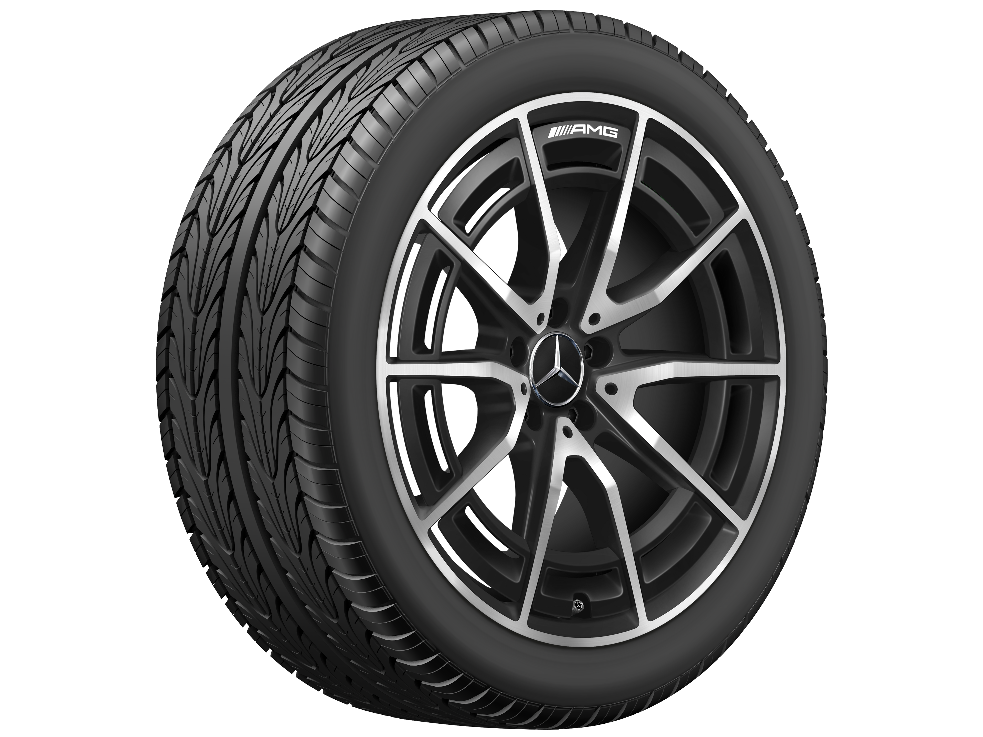 Kolo AMG s 10 paprsky, 50,8 cm (20 palců) - 11 J x 20 ET 63, černá matná, soustružené do lesku