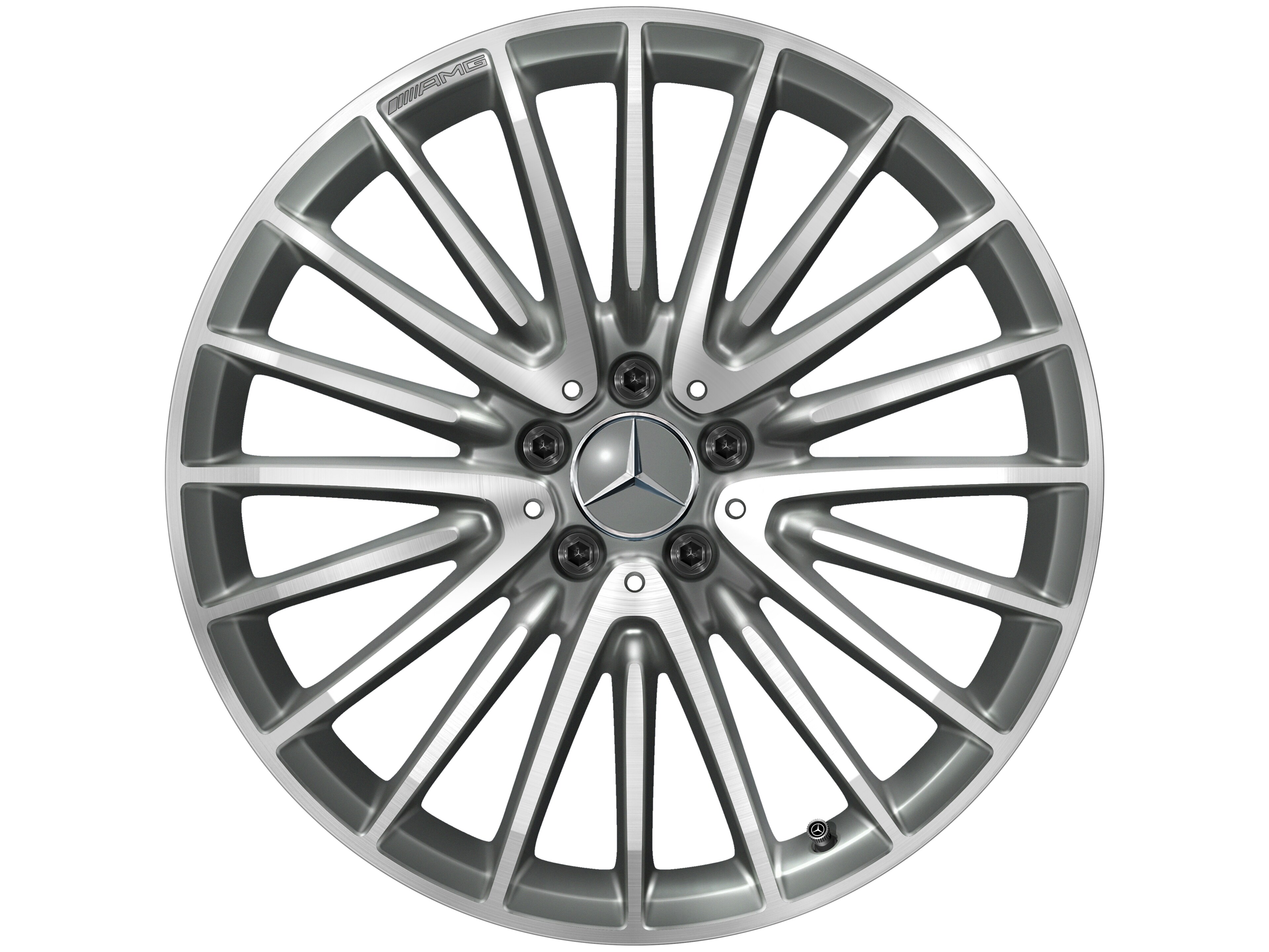 Vícepaprskové kolo AMG, 50,8 cm (20 palců) - 8 J x 20 ET 10, šedá titanium, soustružené do lesku