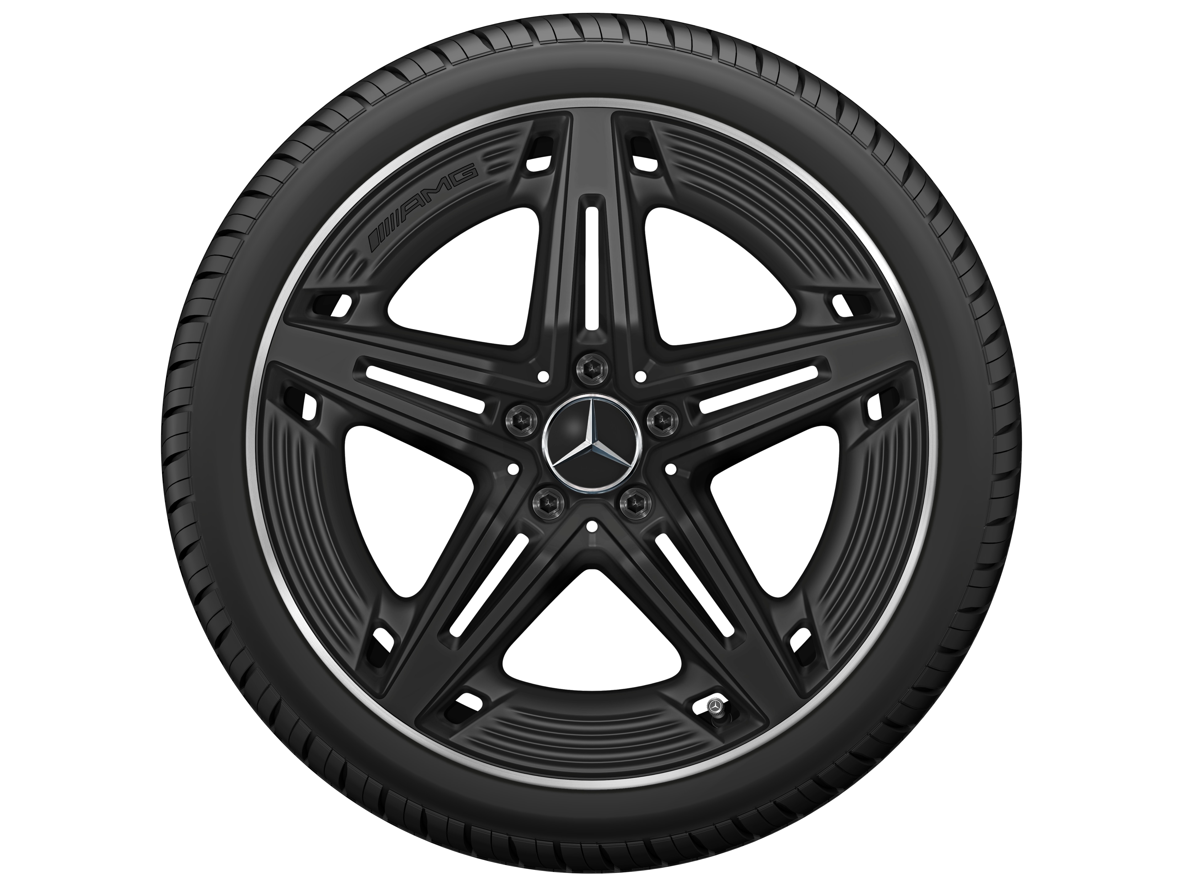 Kolo AMG s 5 paprsky, 48,3 cm (19 palců) - 9 J x 19 ET 52, černá, soustružené do lesku