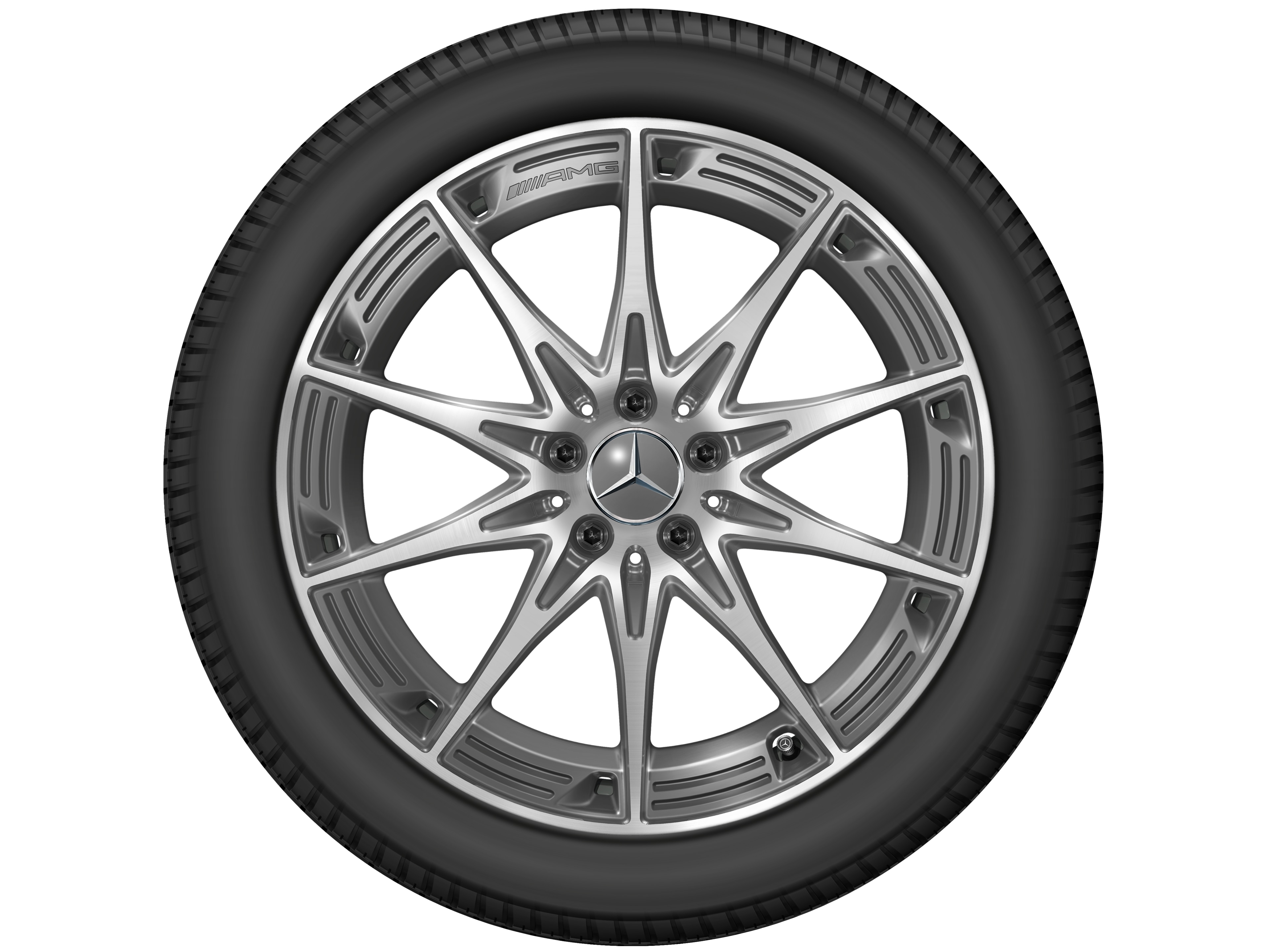 Kolo AMG s 10 paprsky, 50,8 cm (20 palců) - 11 J x 20 ET 33, šedá tantalum, soustružené do lesku