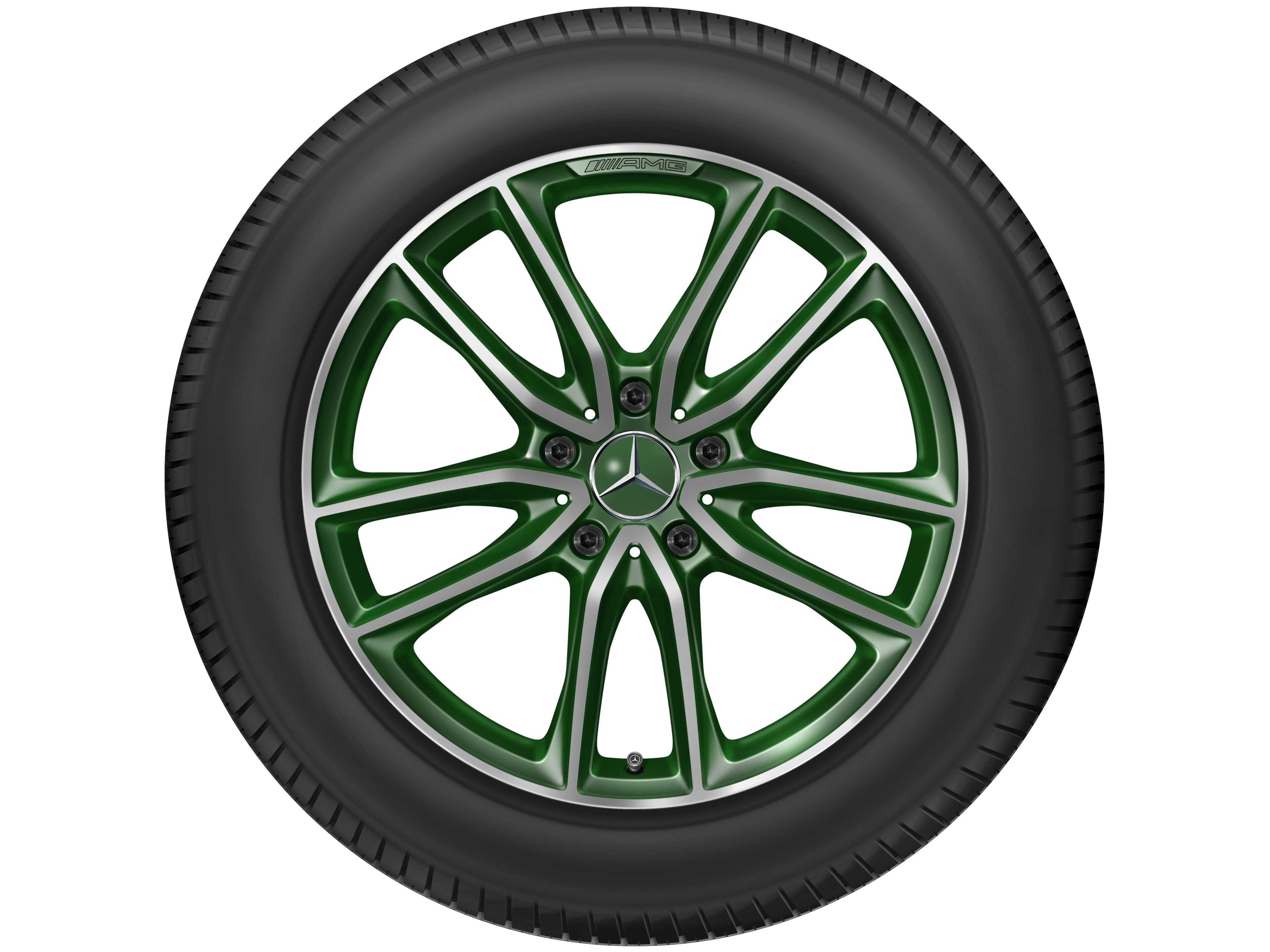 Kolo AMG s 5 dvojitými paprsky, 50,8 cm (20 palců) - 8,5 J x 20 ET 32, olivová designo, soustružené do lesku