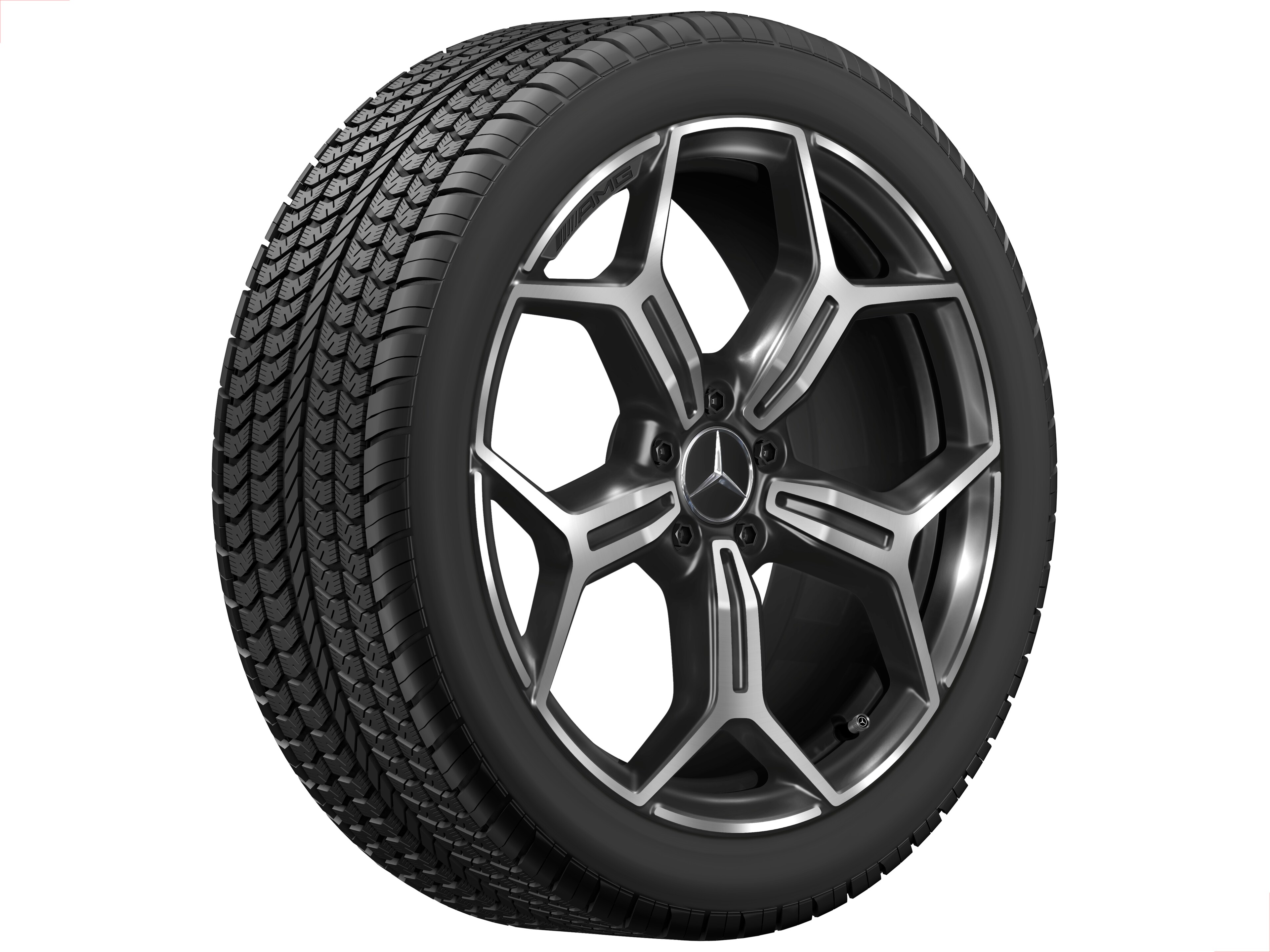 Kolo AMG z lehkých slitin, v provedení s 5 dvojitými paprsky, 50,8 cm (20 palců), soustružené do lesku, Tónovaný čirý lak - 9 J x 20 ET 60,8, černá, soustružené do lesku