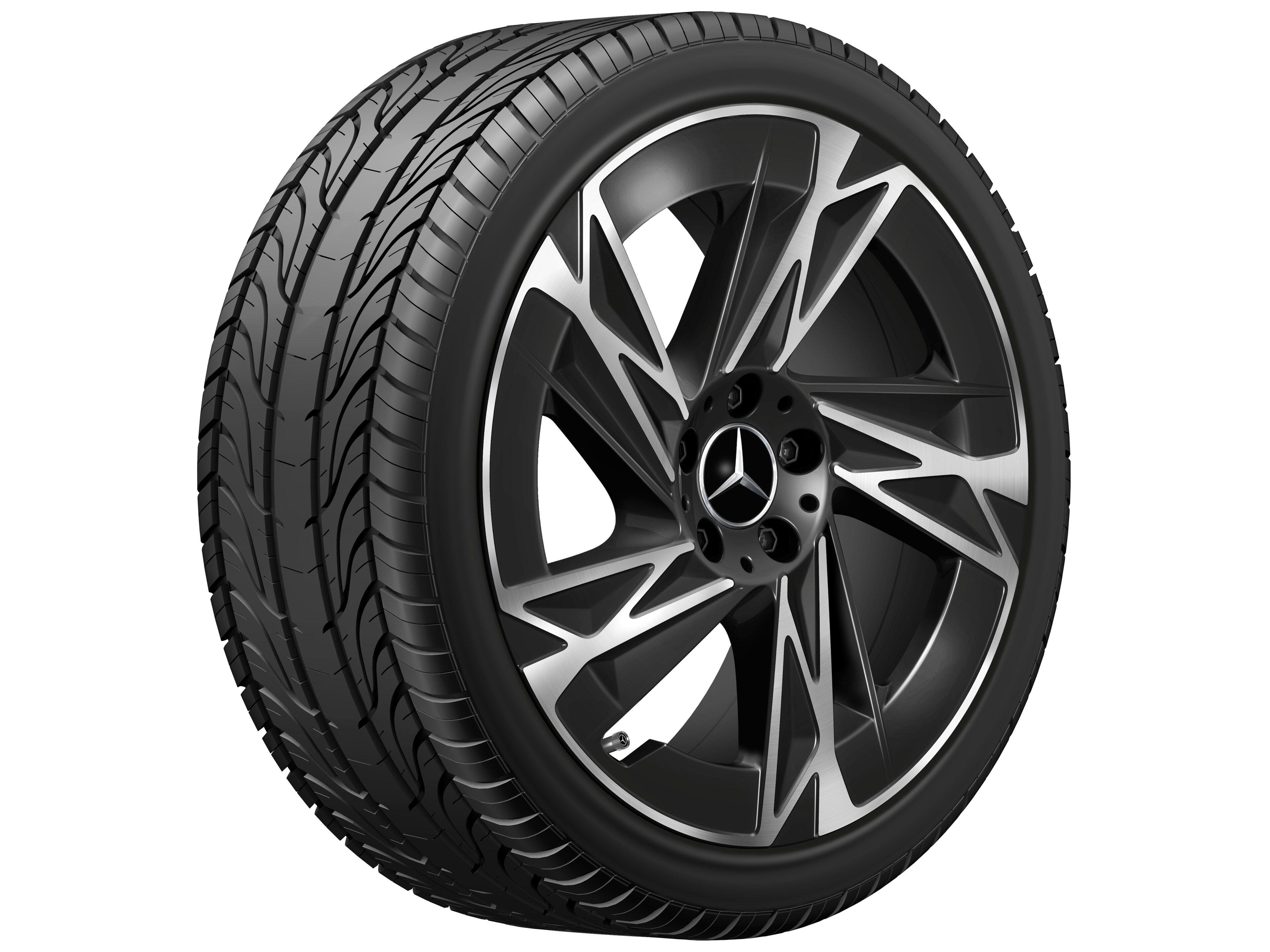 Kolo s 5 paprsky, Aero, 48,3 cm (19 palců) - 7,5 J x 19 ET 53,3, černá, soustružené do lesku