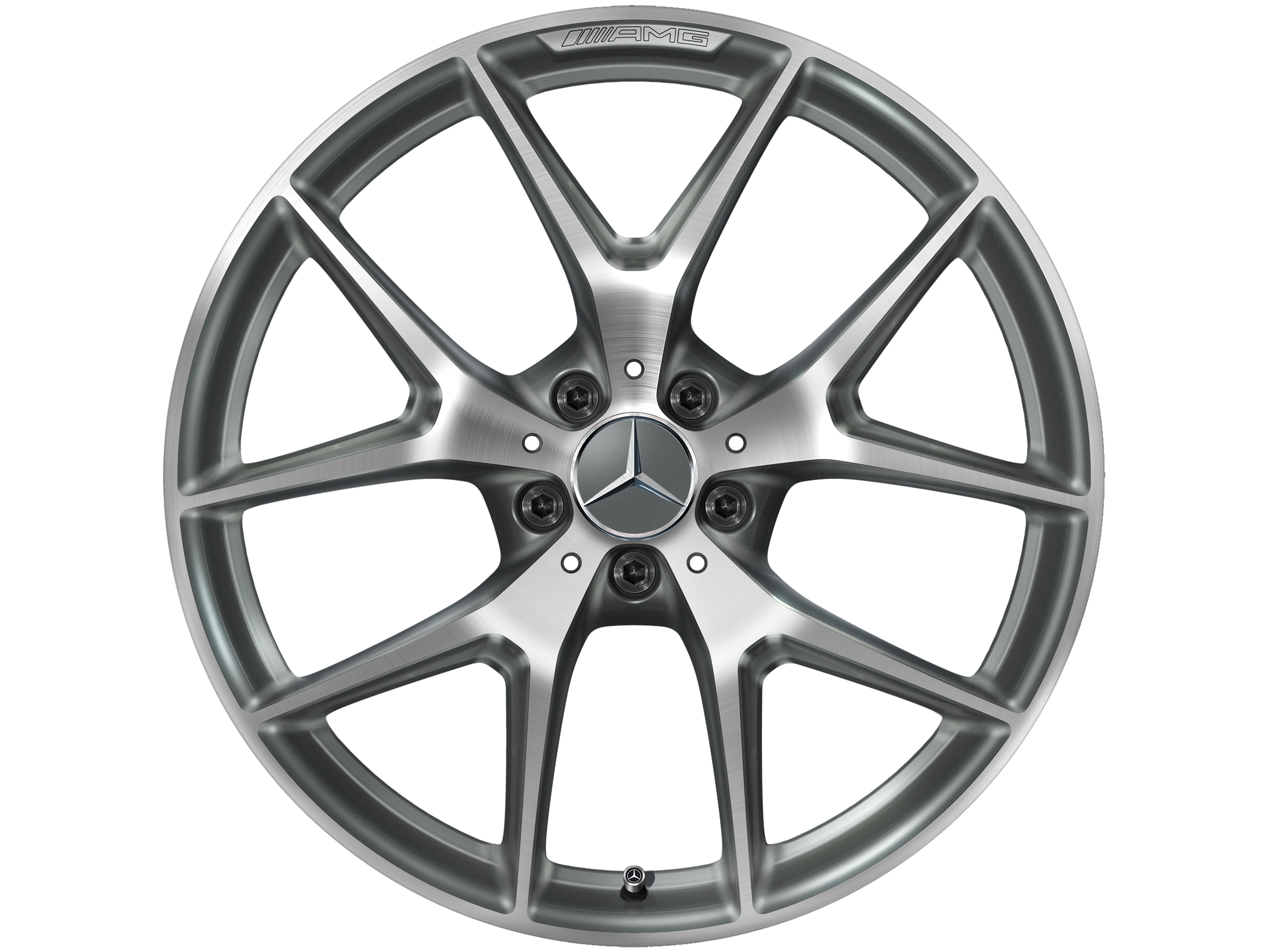 Kolo AMG se zkříženými paprsky, 50,8 cm (20 palců) - 8,5 J x 20 ET 40, šedá titanium, soustružené do lesku