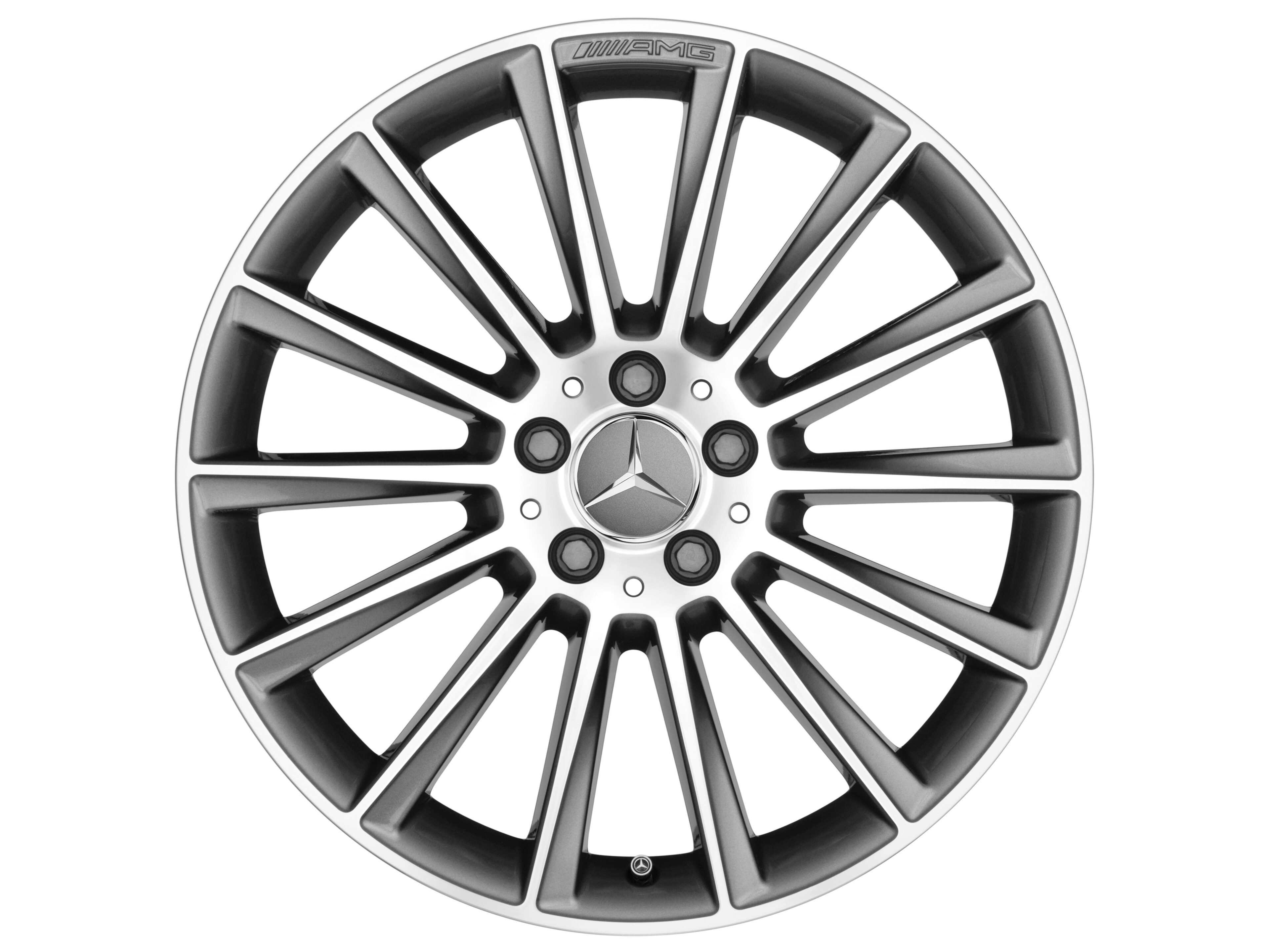Vícepaprskové kolo AMG, 48,3 cm (19 palců) - 7,5 J x 19 ET 33, šedá titanium, soustružené do lesku