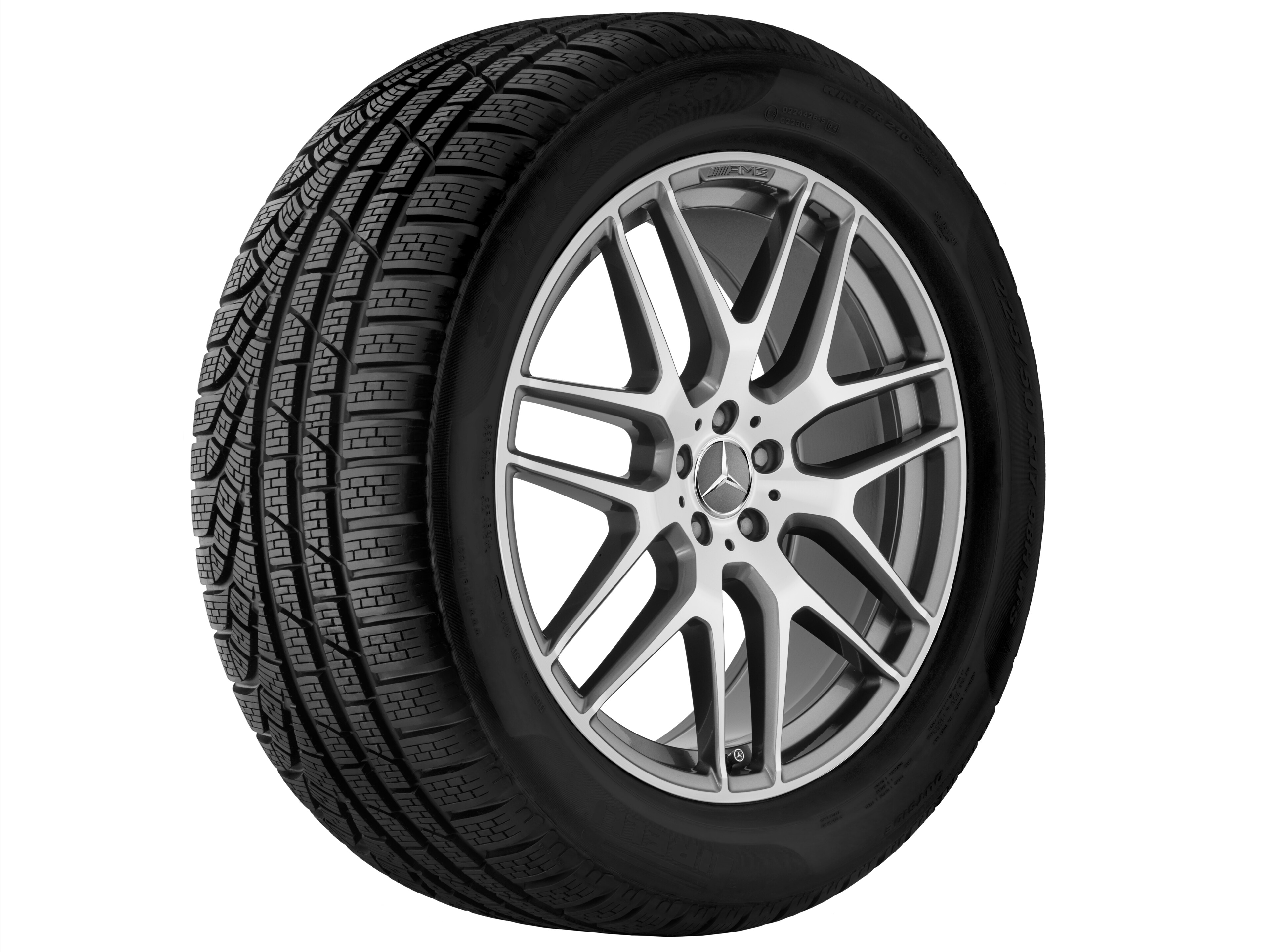 Kolo AMG z lehkých slitin, v provedení se zkříženými paprsky, 53,3 cm (21 palců) - 10 J x 21 ET 46, šedá titanium, soustružené do lesku