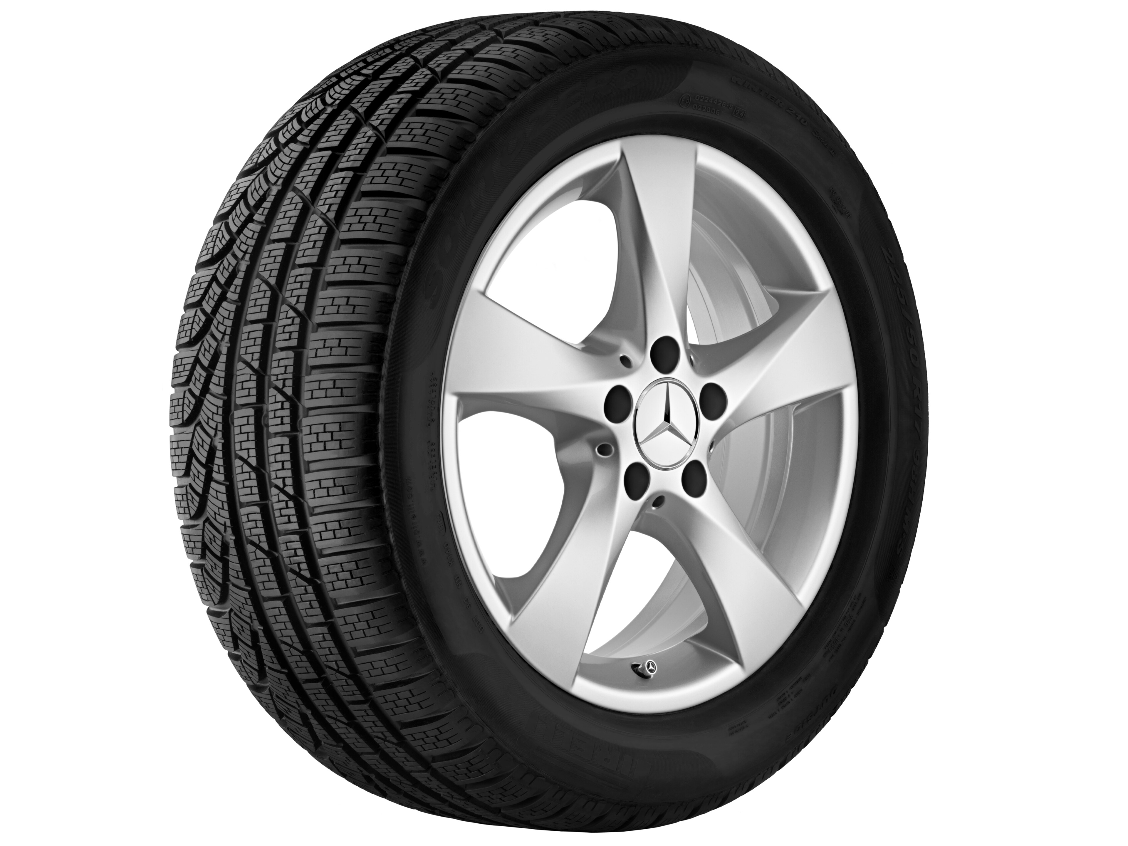 Kolo s 5 paprsky, 43,2 cm (17 palců) - 7 J x 17 ET 51, stříbrná vanadium, lakované
