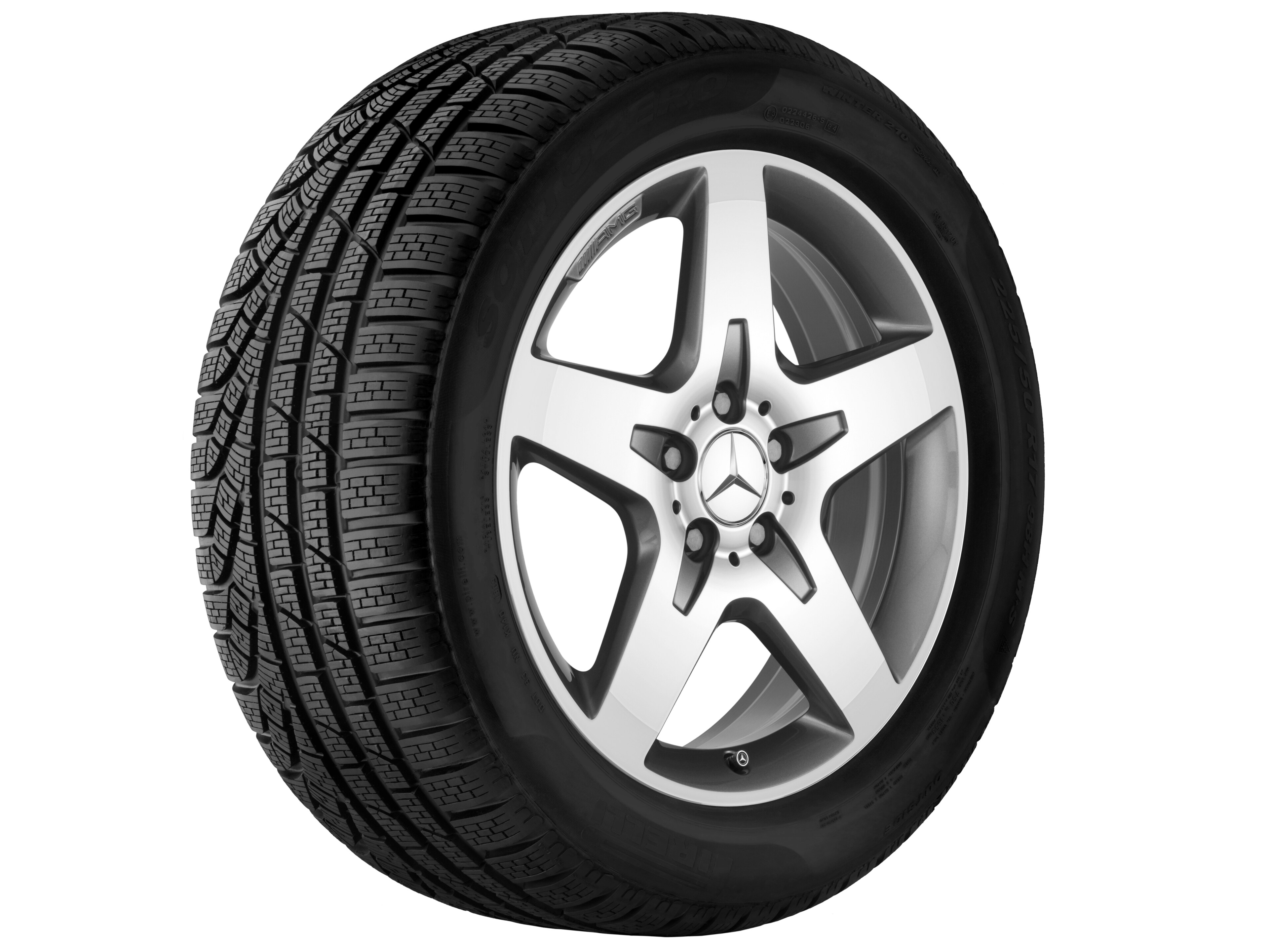 Kolo AMG s 5 paprsky, 45,7 cm (18 palce) - 7 J x 18 ET 46, šedá titanium, soustružené do lesku