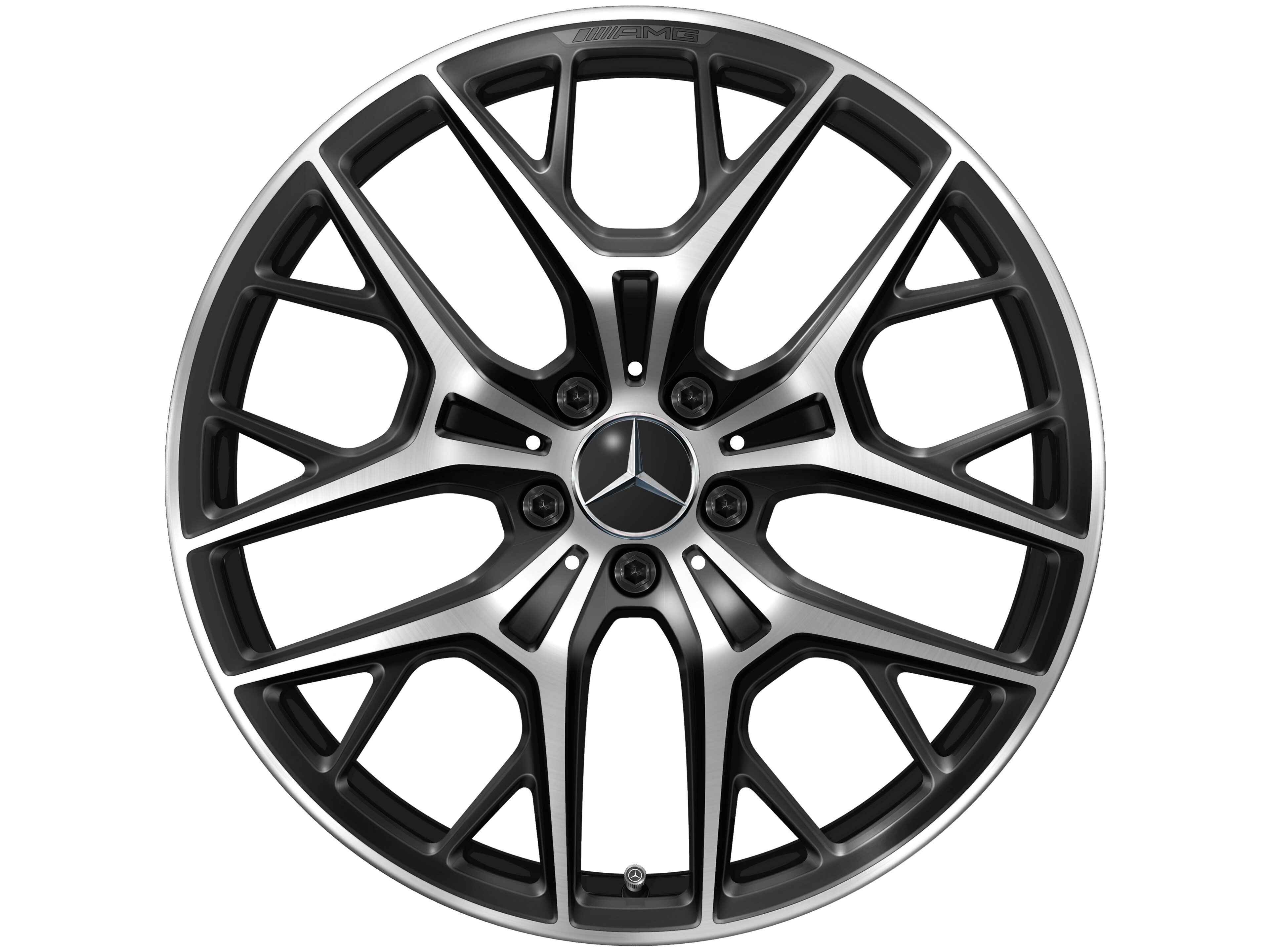 Kolo AMG z lehkých slitin, v provedení se zkříženými paprsky, 50,8 cm (20 palců) - 9 J x 20 ET 32, černá, soustružené do lesku