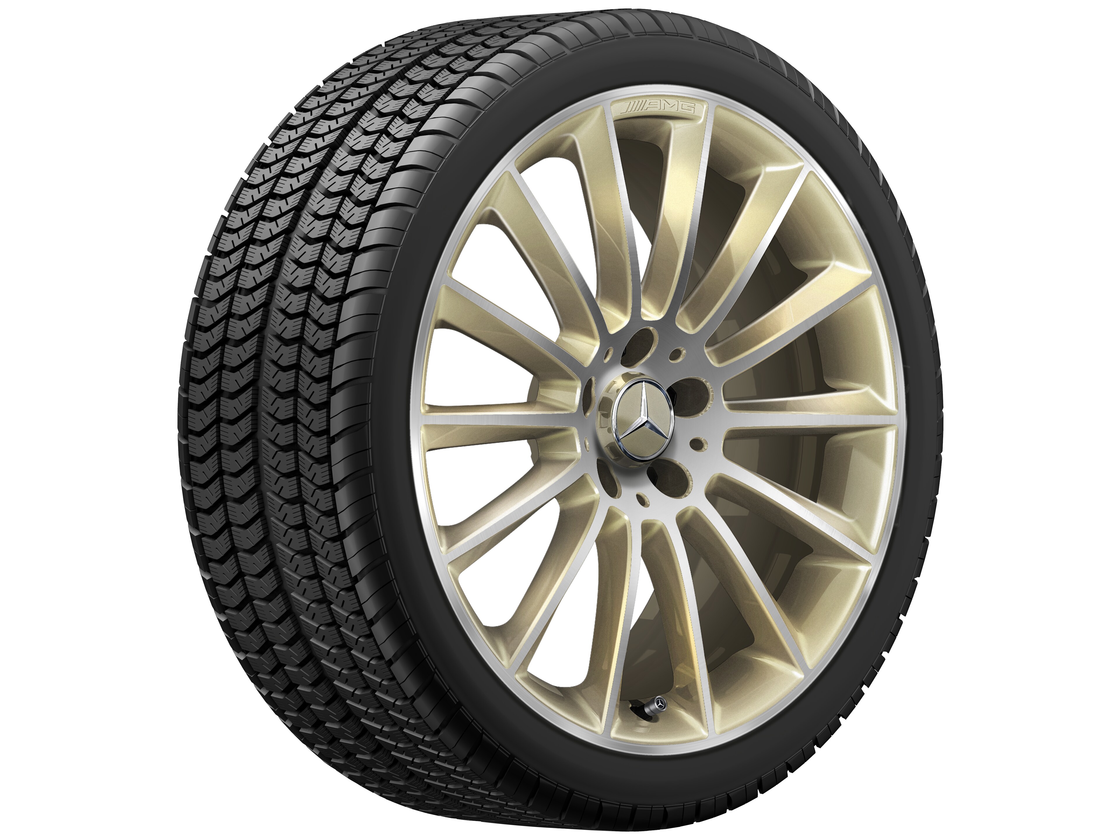 Vícepaprskové kolo AMG, 48,3 cm (19 palců) - 8 J x 19 ET 40, zlaté barvy, soustružené do lesku