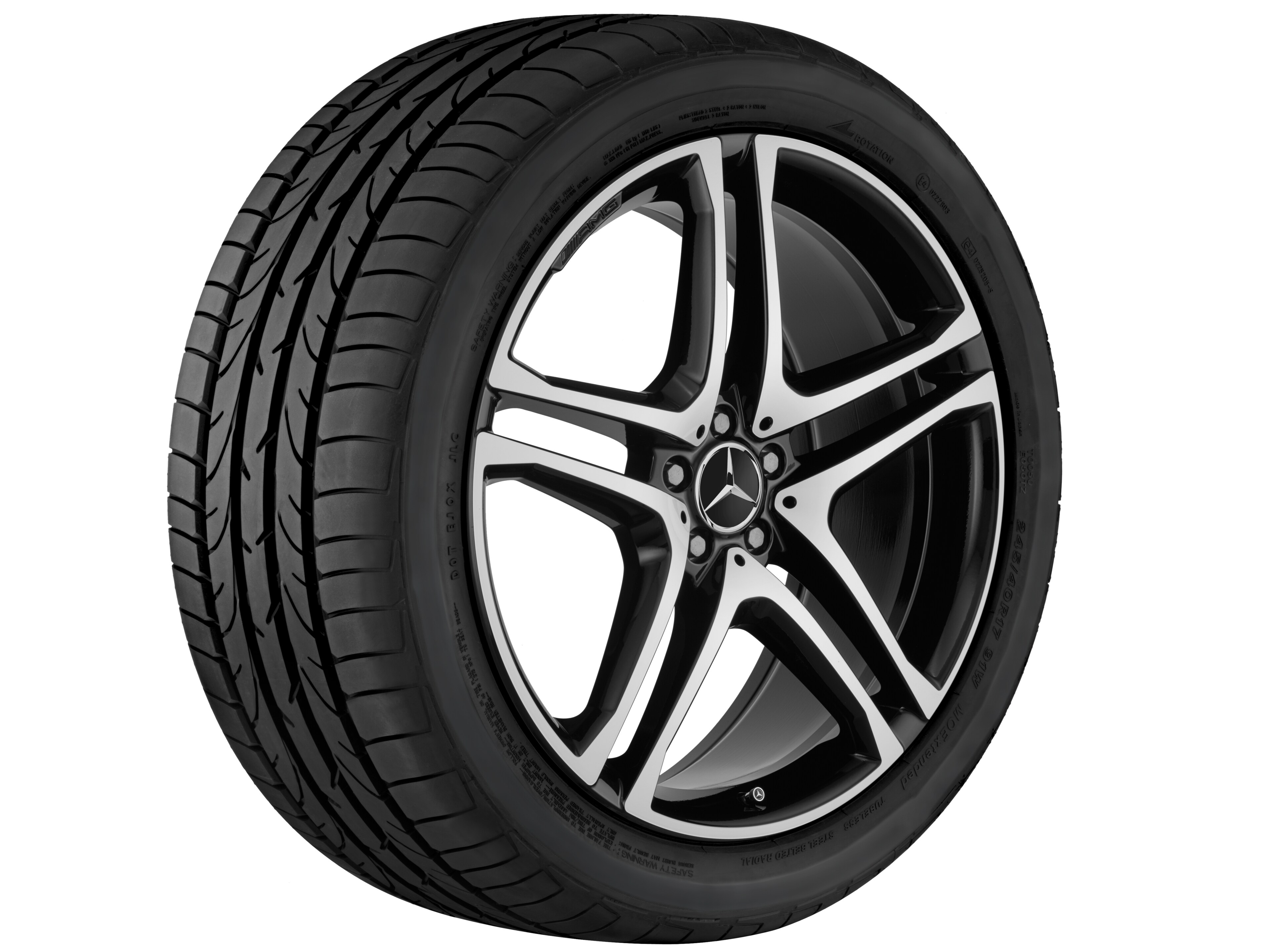 Kolo AMG s 5 dvojitými paprsky, 55,9 cm (22 palců) - 10 J x 22 ET 56, černá, soustružené do lesku